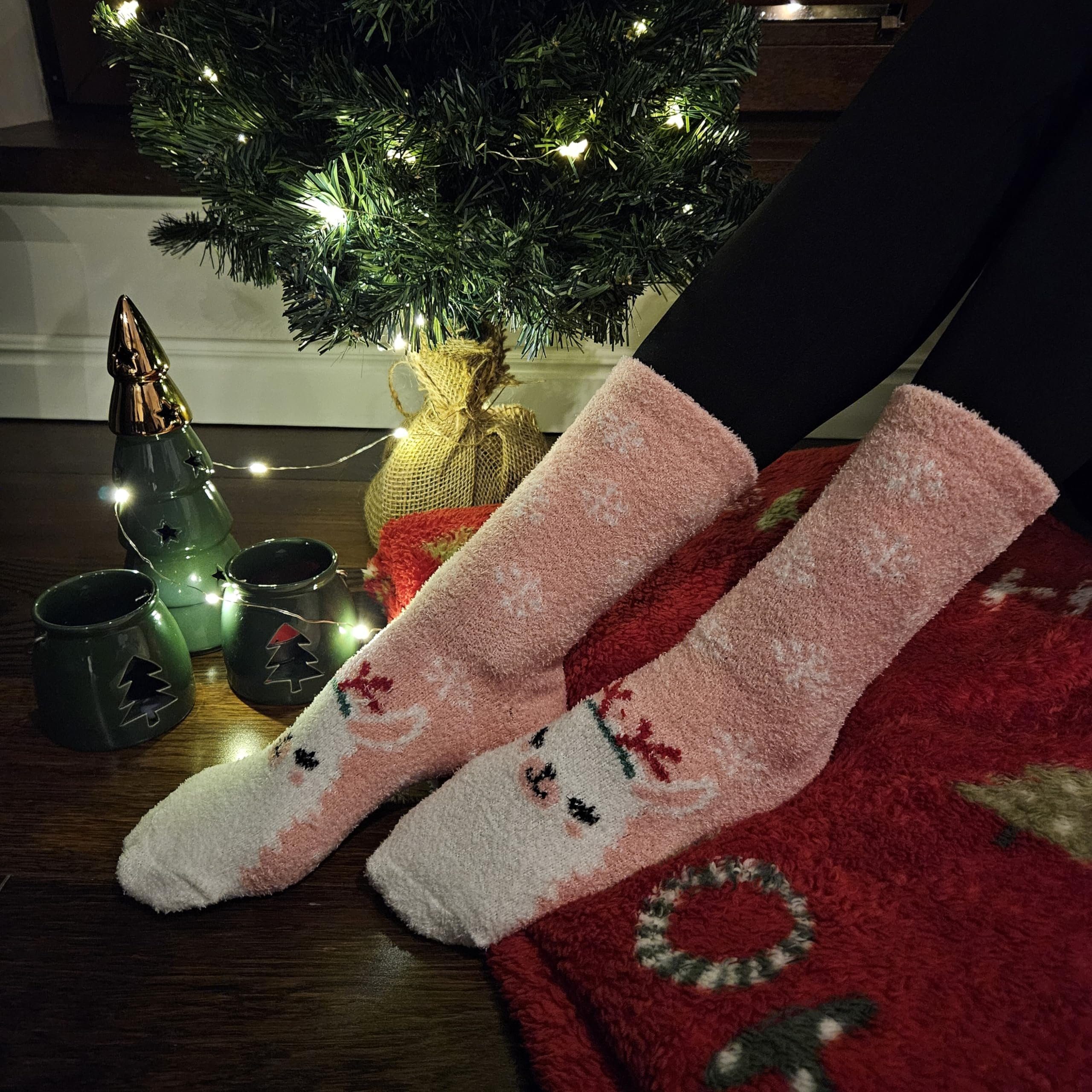 Lama Bunte Weihnachtssocken Frauen Soxo socken Paar) Für (1 Weihnachten Socken Chenille Socken Warme