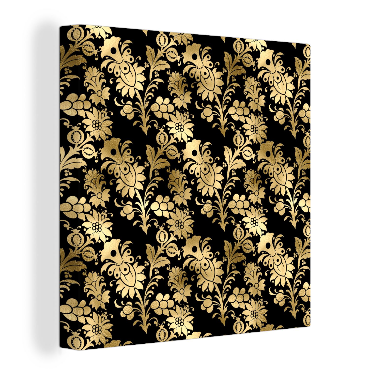 OneMillionCanvasses® Leinwandbild Muster - Blumen - Barock, (1 St), Leinwand Bilder für Wohnzimmer Schlafzimmer