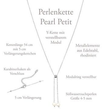 Célia von Barchewitz Y-Kette "PEARL PETITE" zarte Perlen-Halskette mit 2 Perlenanhängern, 18k vergoldet, Länge von 54 - 59 cm verstellbar