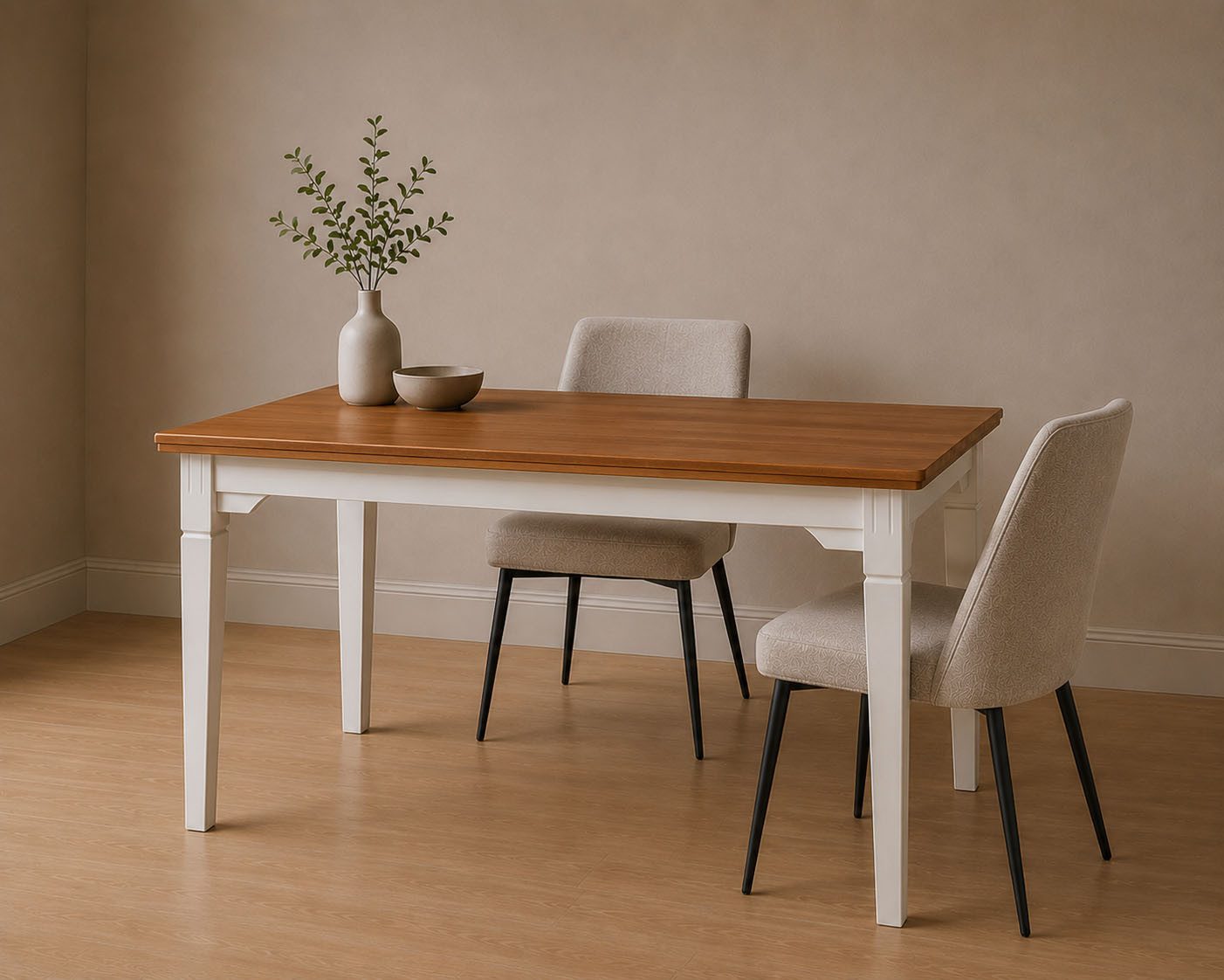 Inter Link Esstisch Halmaro aus massiver Kiefer, weiss/grau lackiert, 160 x 90 x 76,5 cm (1-St), Esszimmertisch im Landhausstil, in 2 Farbvarianten