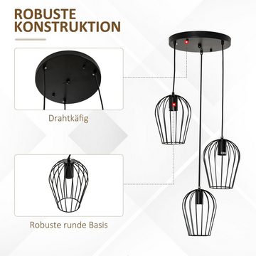 HOMCOM Pendelleuchte, Ein-,Ausschalter, ohne Leuchtmittel, Hängeleuchte moderne geometrische Hängelampen Kronleuchter Schwarz