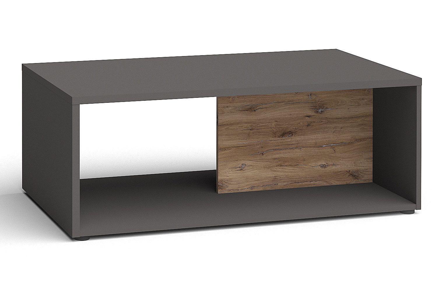 Feldmann-Wohnen Couchtisch Oviedo (offene Ablagefläche, 1-St., moderne Optik, holzfarbene Akzente), 110x60x41cm graphit matt / Flagstaff Eiche