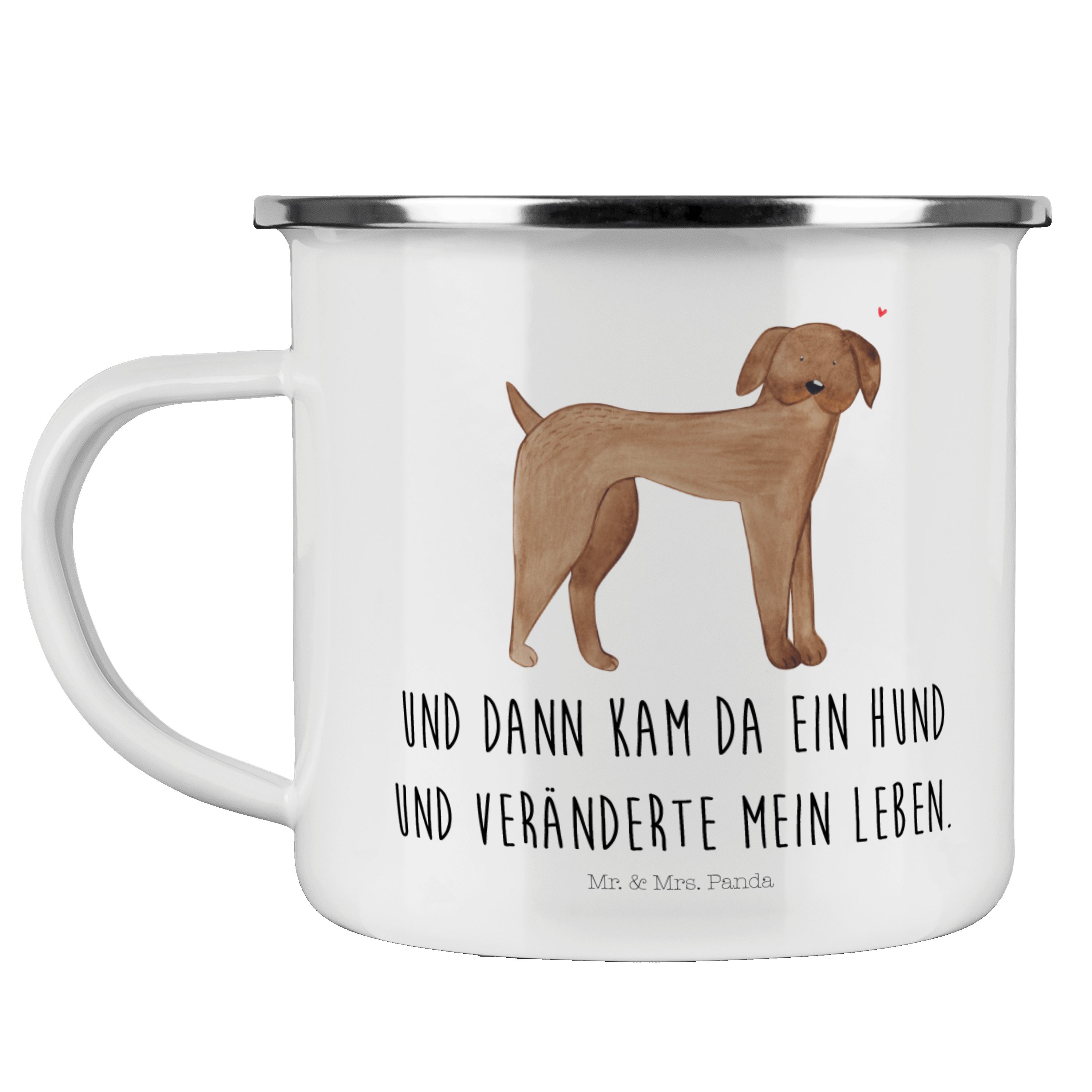 Mr. & Mrs. Panda Becher Hund Dogge - Weiß - Geschenk, Campingtasse, Hunde, Blechtasse Outdoor, Emaille