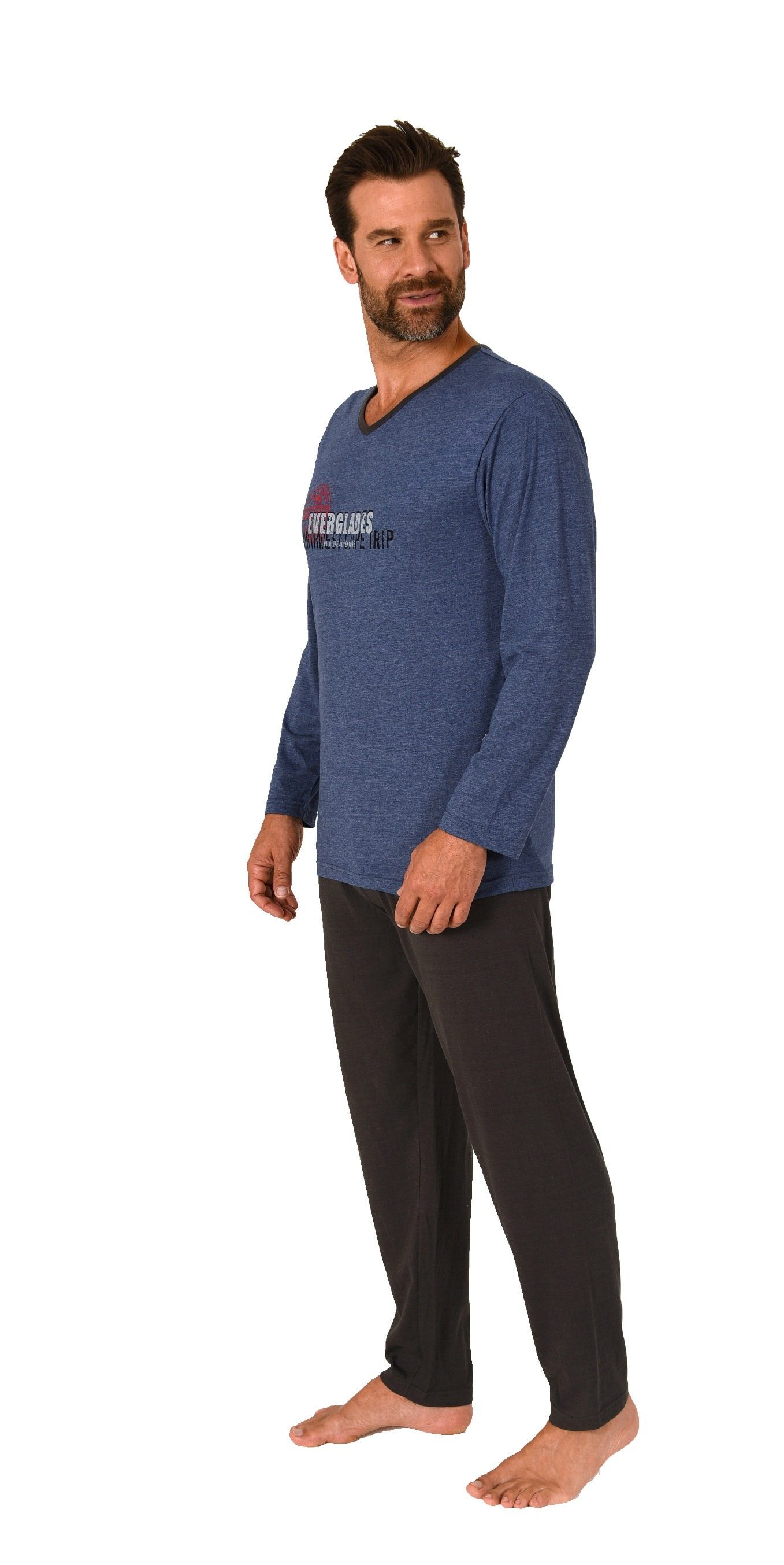 RELAX by Normann Pyjama Herren Pyjama langarm Schlafanzug in melange Optik günstig online kaufen