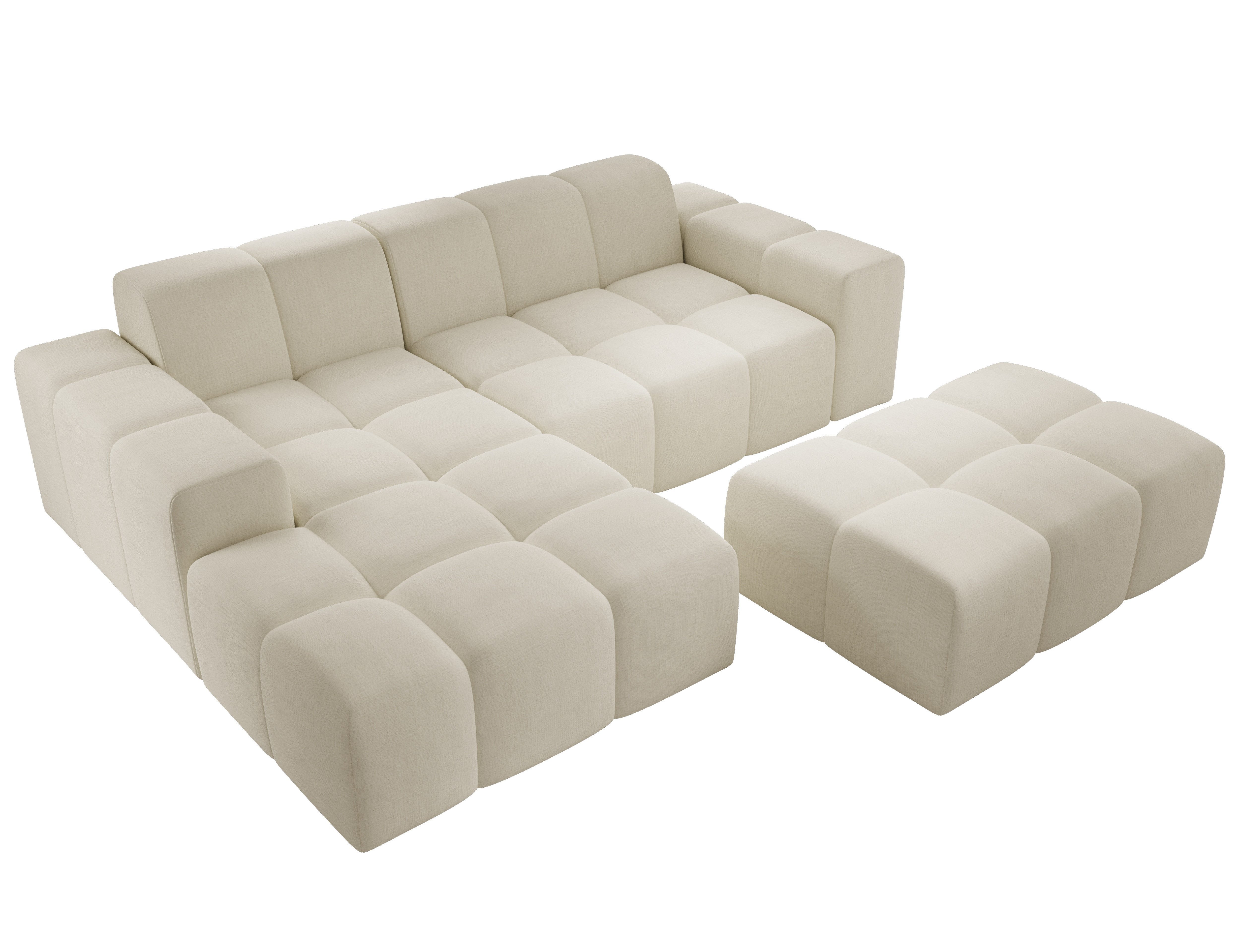 PROMETO Möbel Ecksofa Sofa mit Hocker, Couch L-Form Veloursstoff Fogo günstig online kaufen