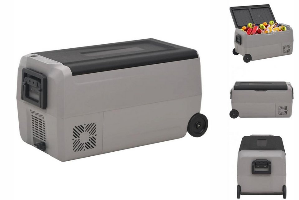 vidaXL Kühlbox Kompressor Kühlbox mit Rollen und Griff Schwarz Grau 36 L  Camping Van