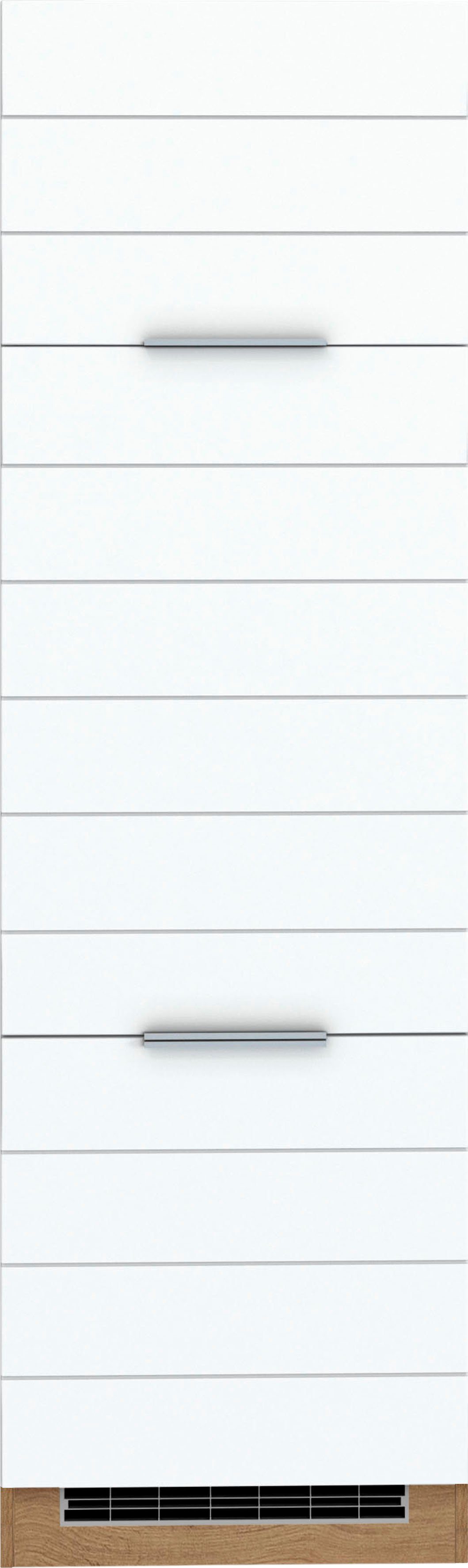 MDF-Fronten | Kühlumbauschrank cm mit Matt/wotaneiche hochwertige breit, HELD Luhe Lisene MÖBEL 60 weiß waagerechter wotaneiche