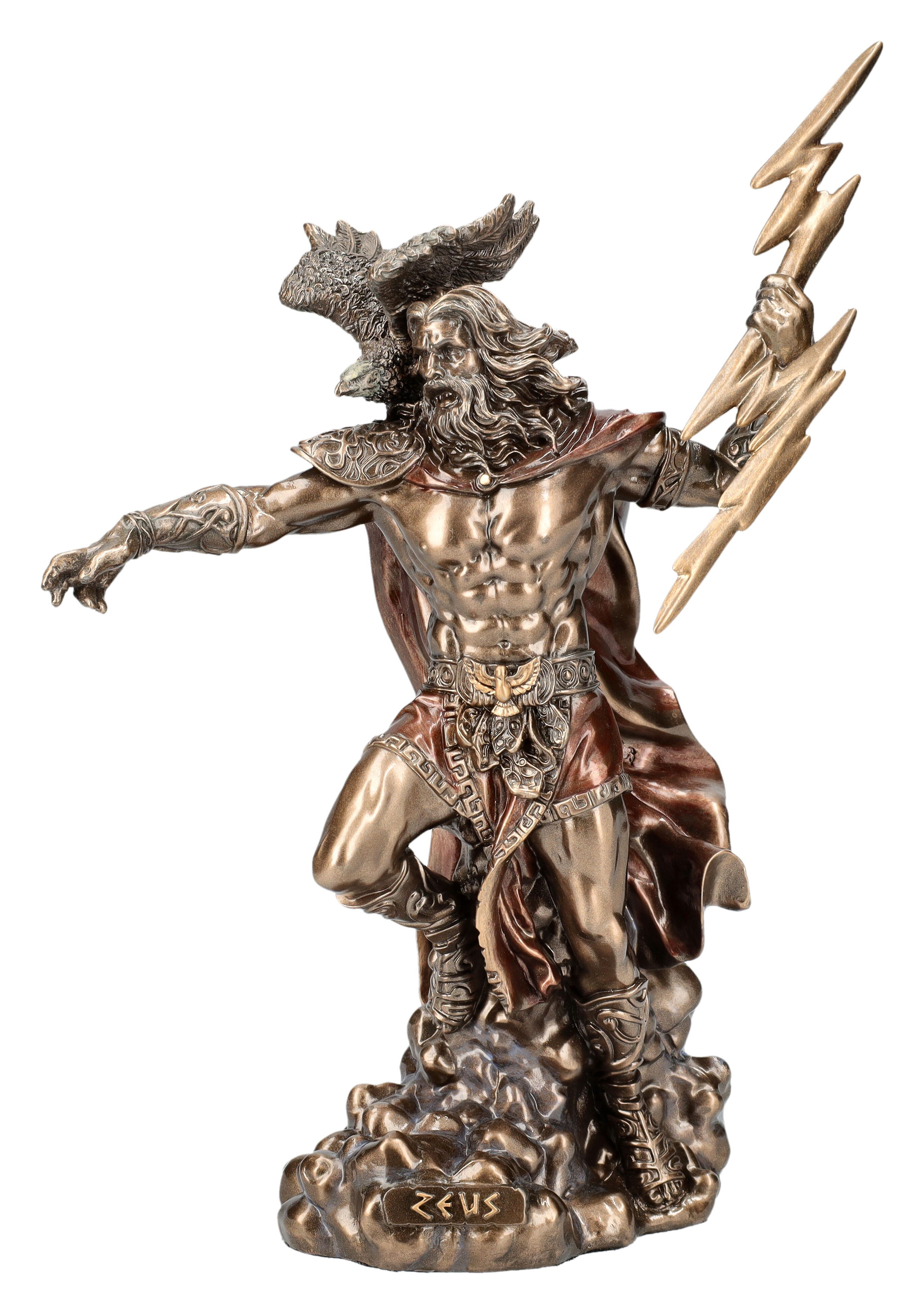 Figuren Shop GmbH Dekofigur Zeus Figur mit Adler und Blitz - Veronese griechische Götterfigur Deko