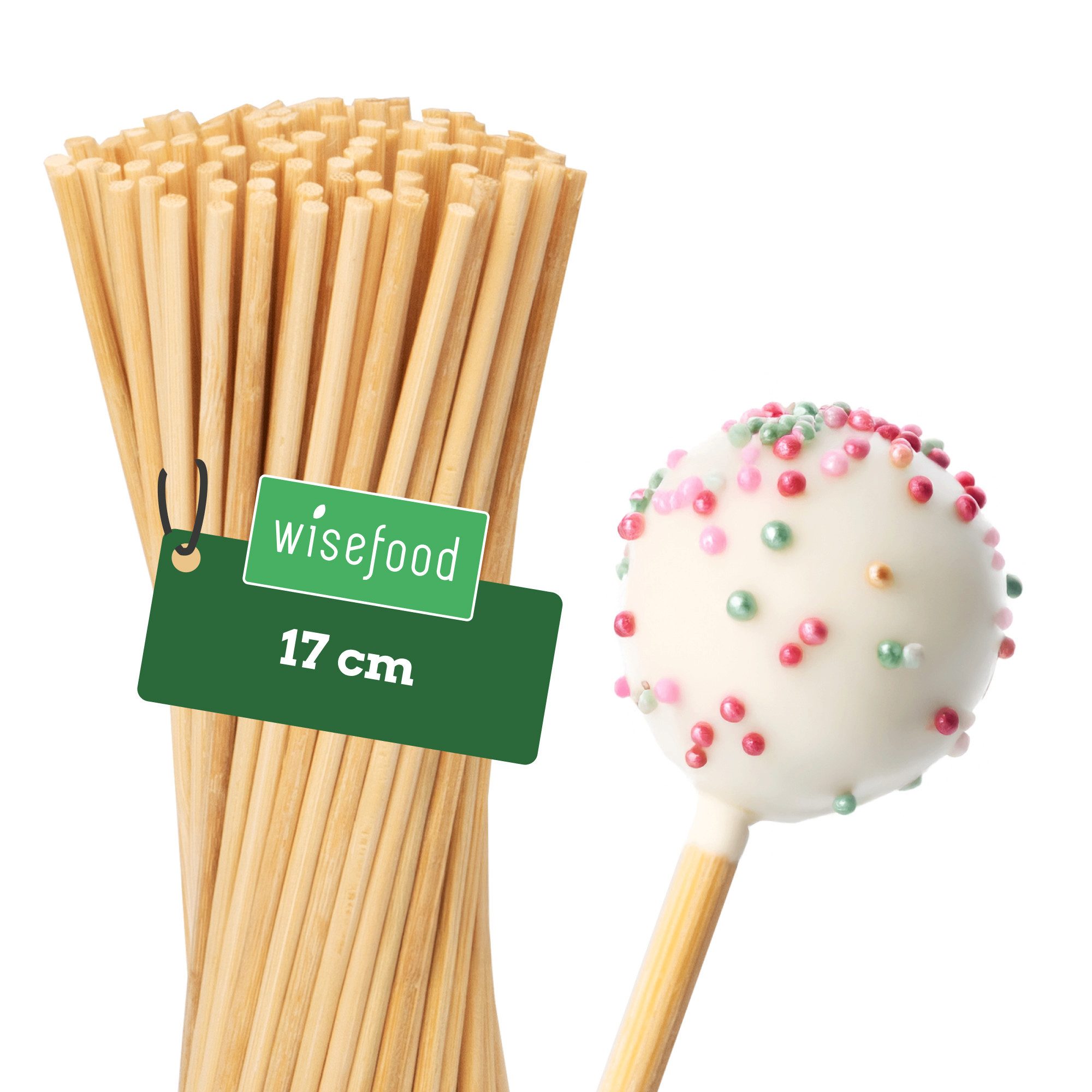 wisefood Partyspieße 100-tlg., Cake Pop Sticks, Birkenholz, 17 cm (100-St)