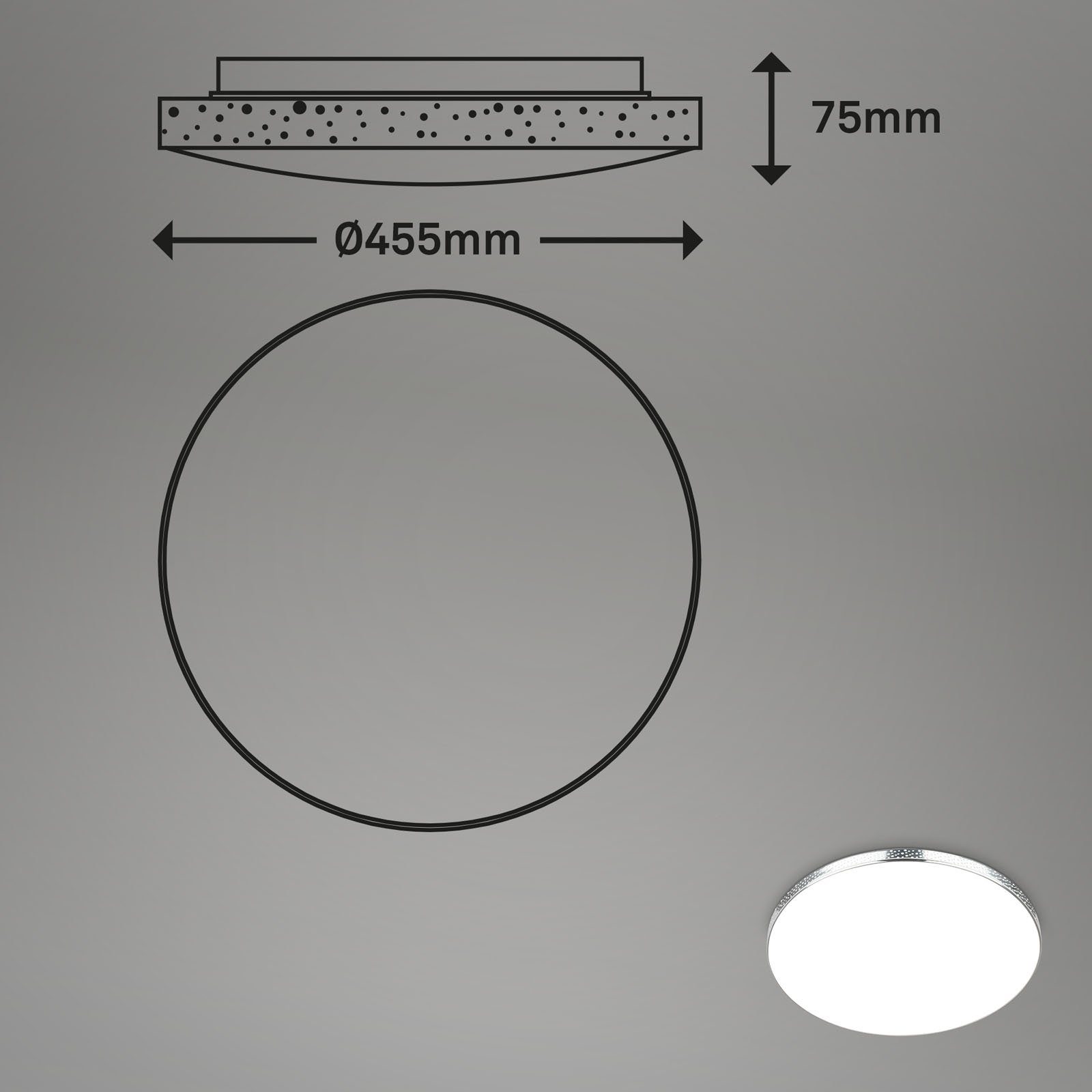 Deckenleuchte lm 2700  Tageslichtweiß, Warmweiß, chrom, Laserloch-Optik, Briloner LED Leuchten verbaut, IP44, Farbwechsler, 3679-118, Kaltweiß, W Neutralweiß, 24 LED CCT fest