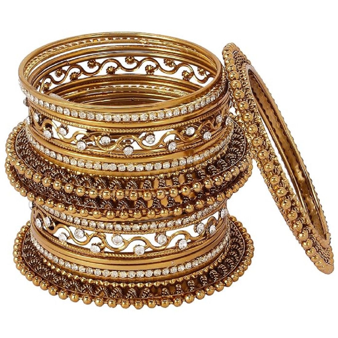 Shining Diva Armreif Set Antikes traditionelles (Armspange Satz von 18 Stück), Langlebige Oberfläche, Für Frauen und Mädchen