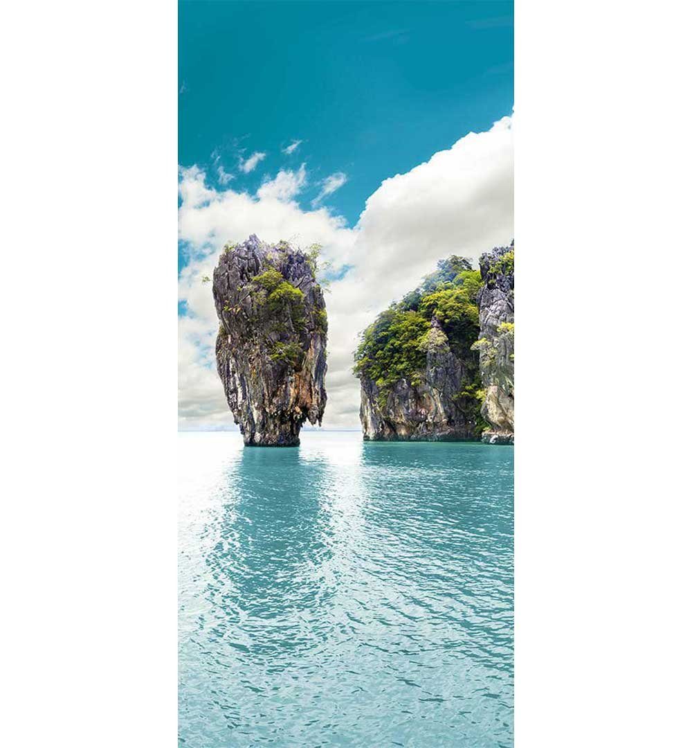 Thumbnail - MyMaxxi Dekorationsfolie Türtapete Türposter Türfolie selbstklebend Strand Berge Türaufkleber, (Klebefolie Tür aufgeroll...