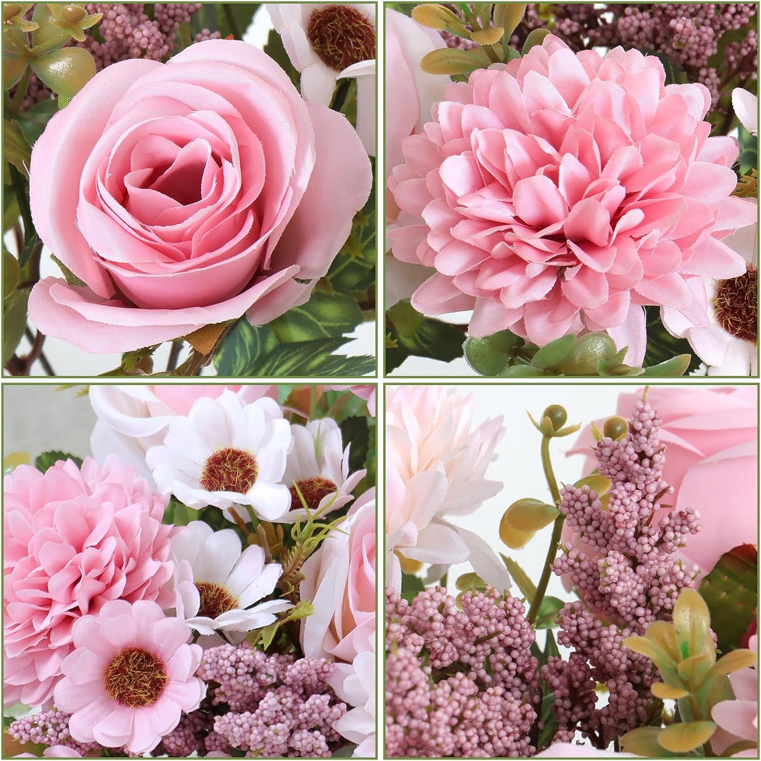 Kunstblumenstrauß Künstliche Blumen 2/4 Bündel künstliche Rosen Gänseblümchen, Agger, Perfekt für Hochzeit, Party oder Heimdekoration in Rosa – Bild 5 von 5