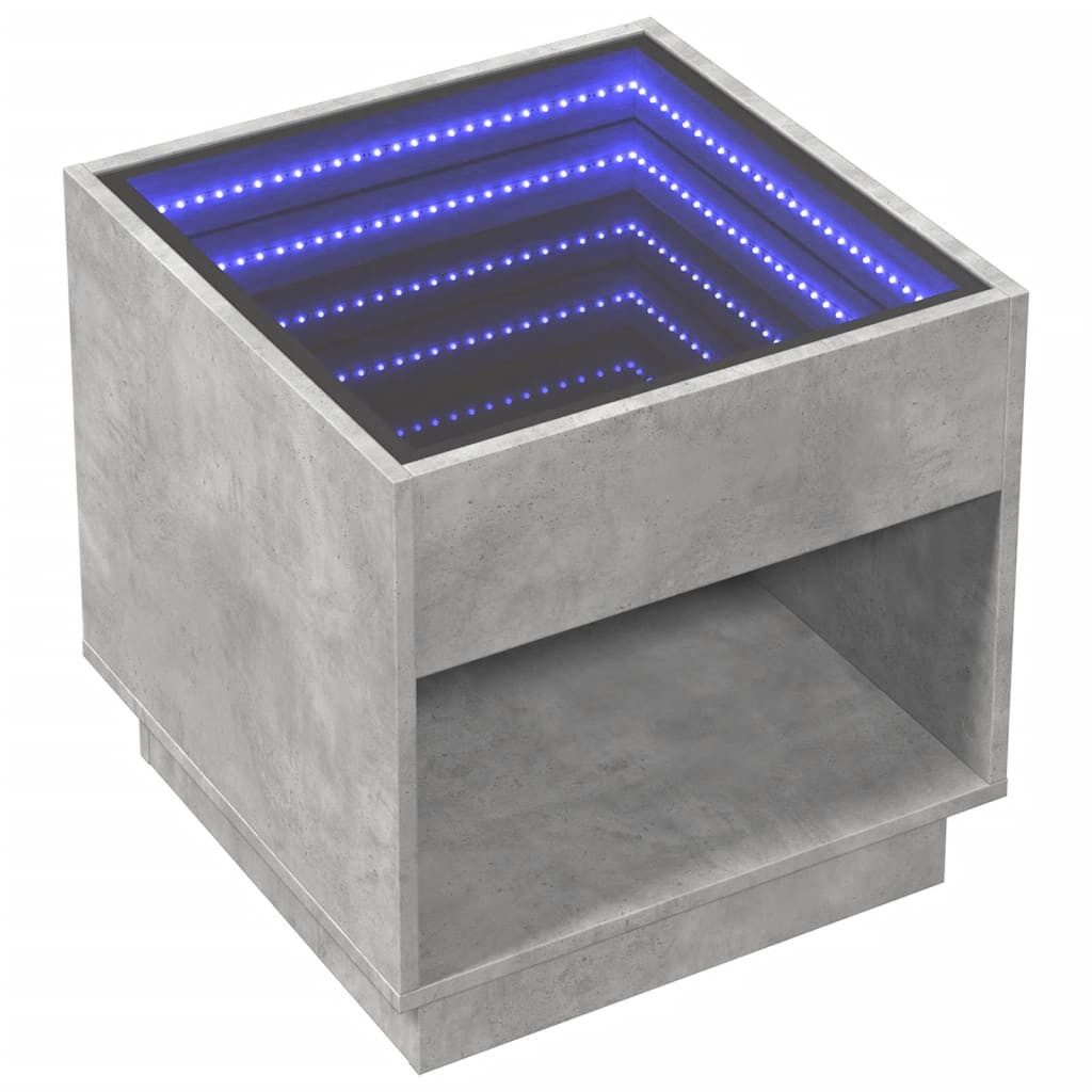 vidaXL Couchtisch Couchtisch mit Infinity-LED Betongrau 50x50x50 cm (1-St) günstig online kaufen