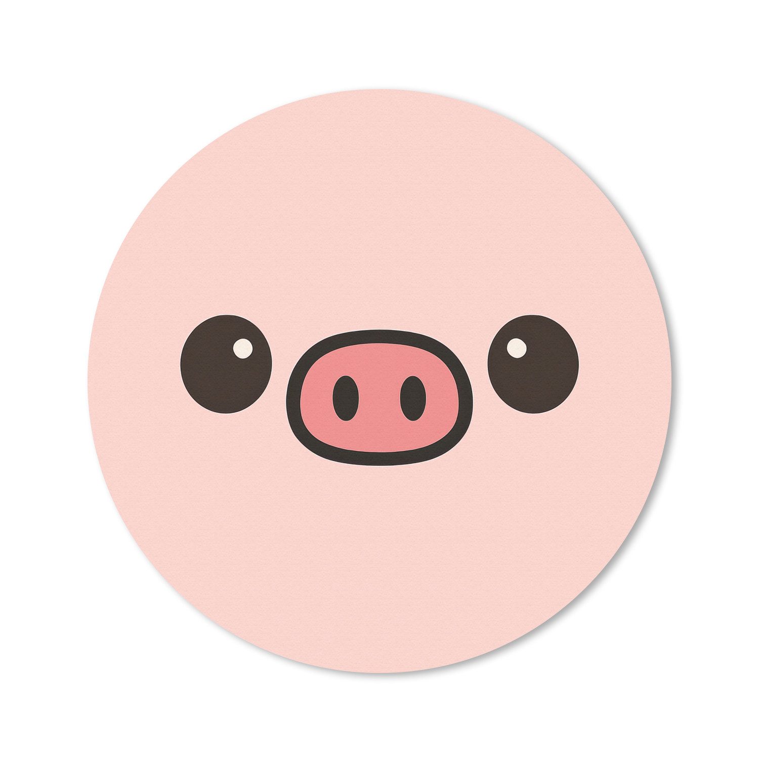 MuchoWow Mauspad Schwein - Rosa - Minimalistisch (1-St), Büro für Tastatur und Maus, Mousepad Gaming, Rund 20x20 cm