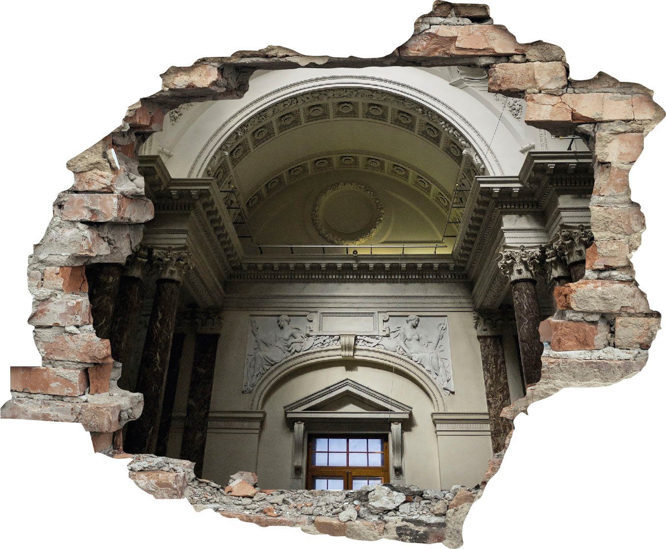 queence Wandtattoo verzierte Wand (1 St), Wandsticker, Wandbild, selbstklebend, 3D, Wanddurchbruch