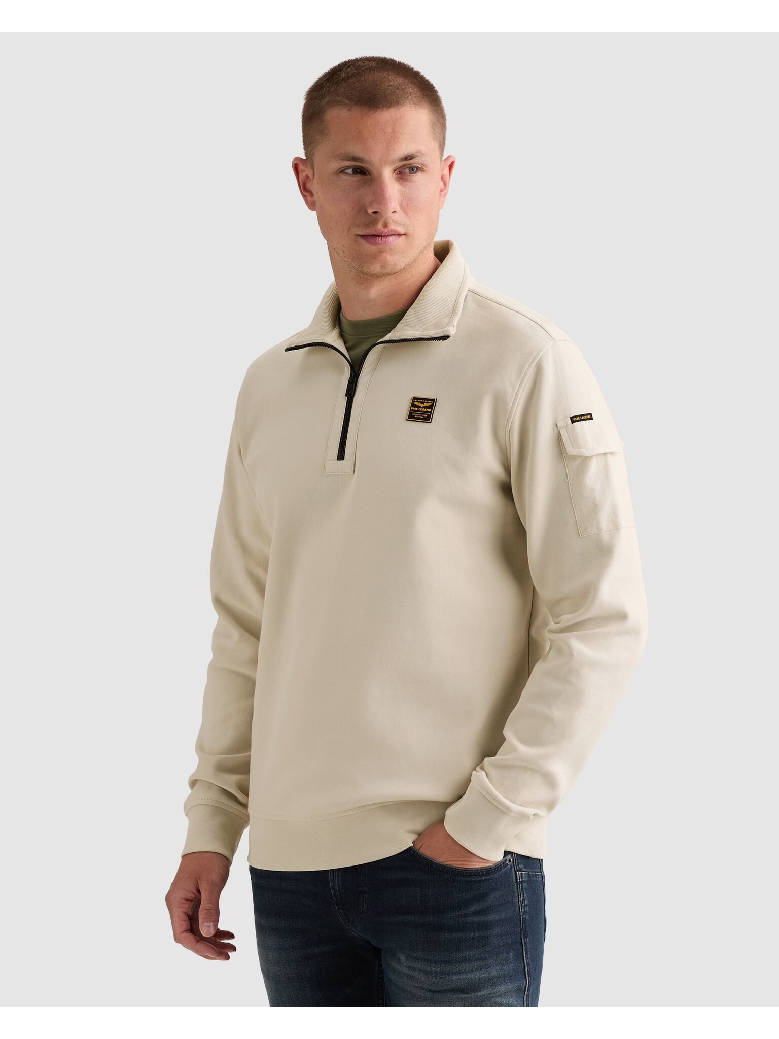 PME LEGEND Sweatshirt mit Troyer Kragen und Ärmeltasche