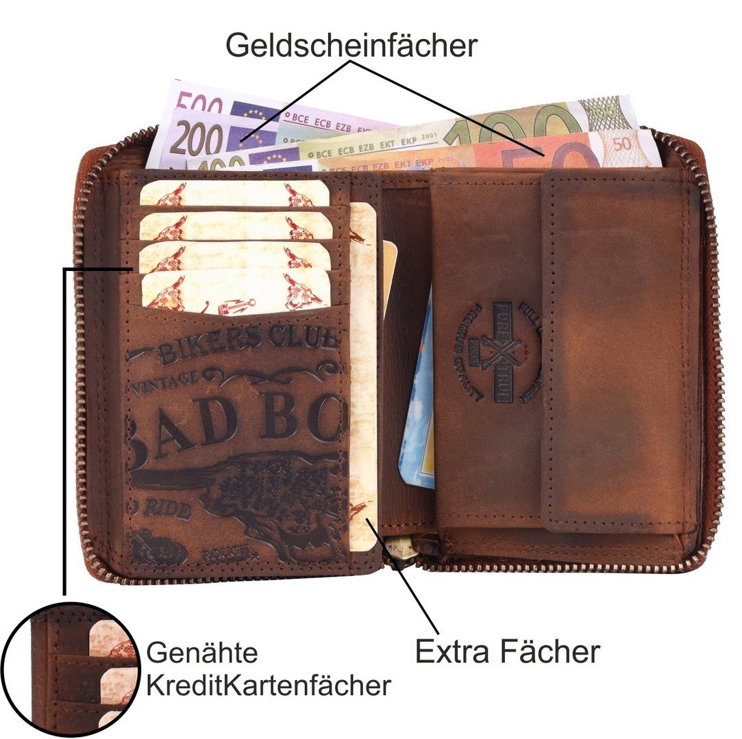 SHG Geldbörse und Börse mit Herren Leder Schutz Brieftasche Portemonnaie, RFID Münzfach