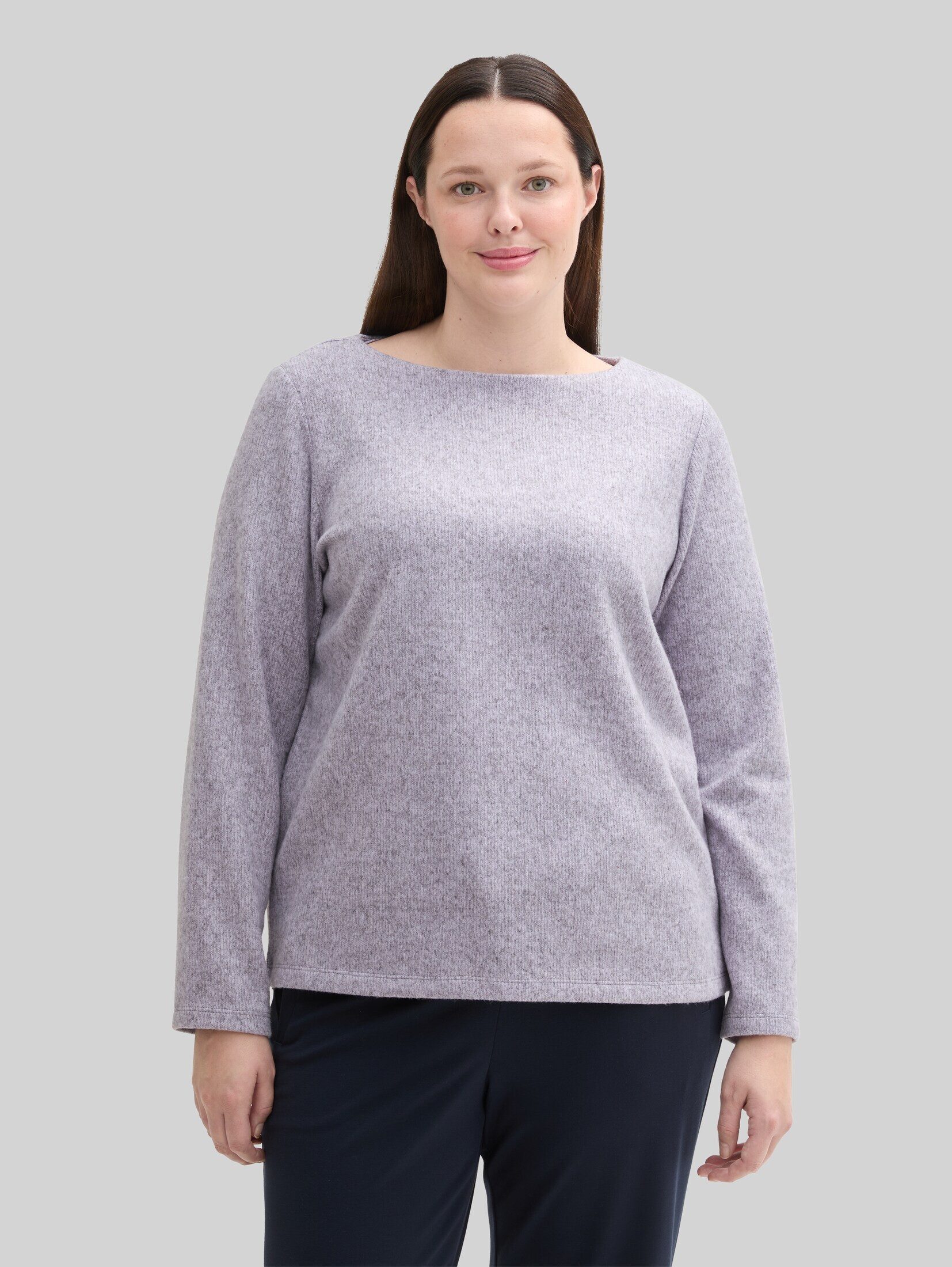 TOM TAILOR PLUS Sweatshirt Strick & Sweatshirts Plus Size - Soft-Touch Sweatshirt mit Knopfdetails