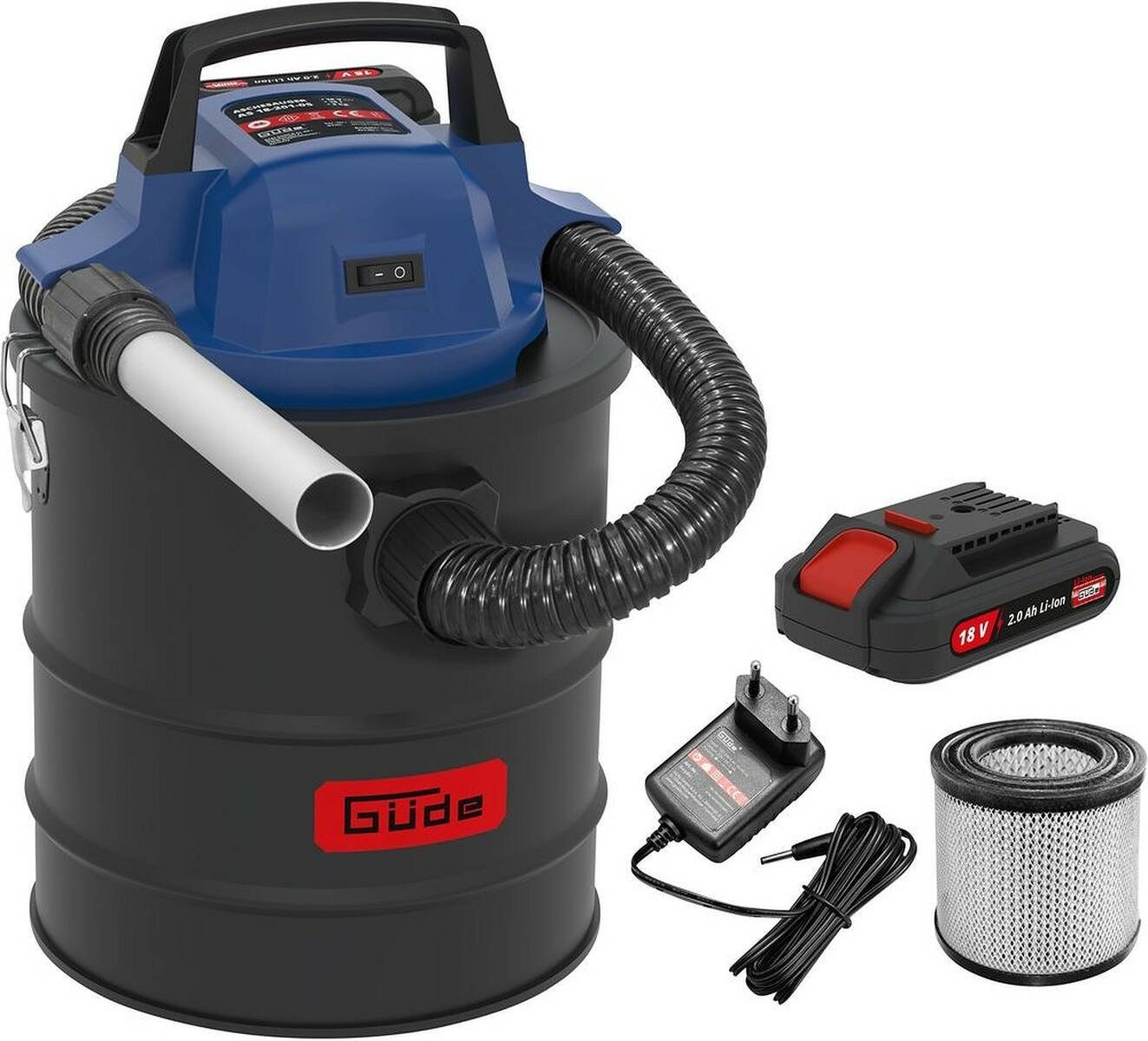 Güde Aschesauger AS 18-201-05, Inkl. Akku und Ladegerät, 15 Liter Behälter günstig online kaufen