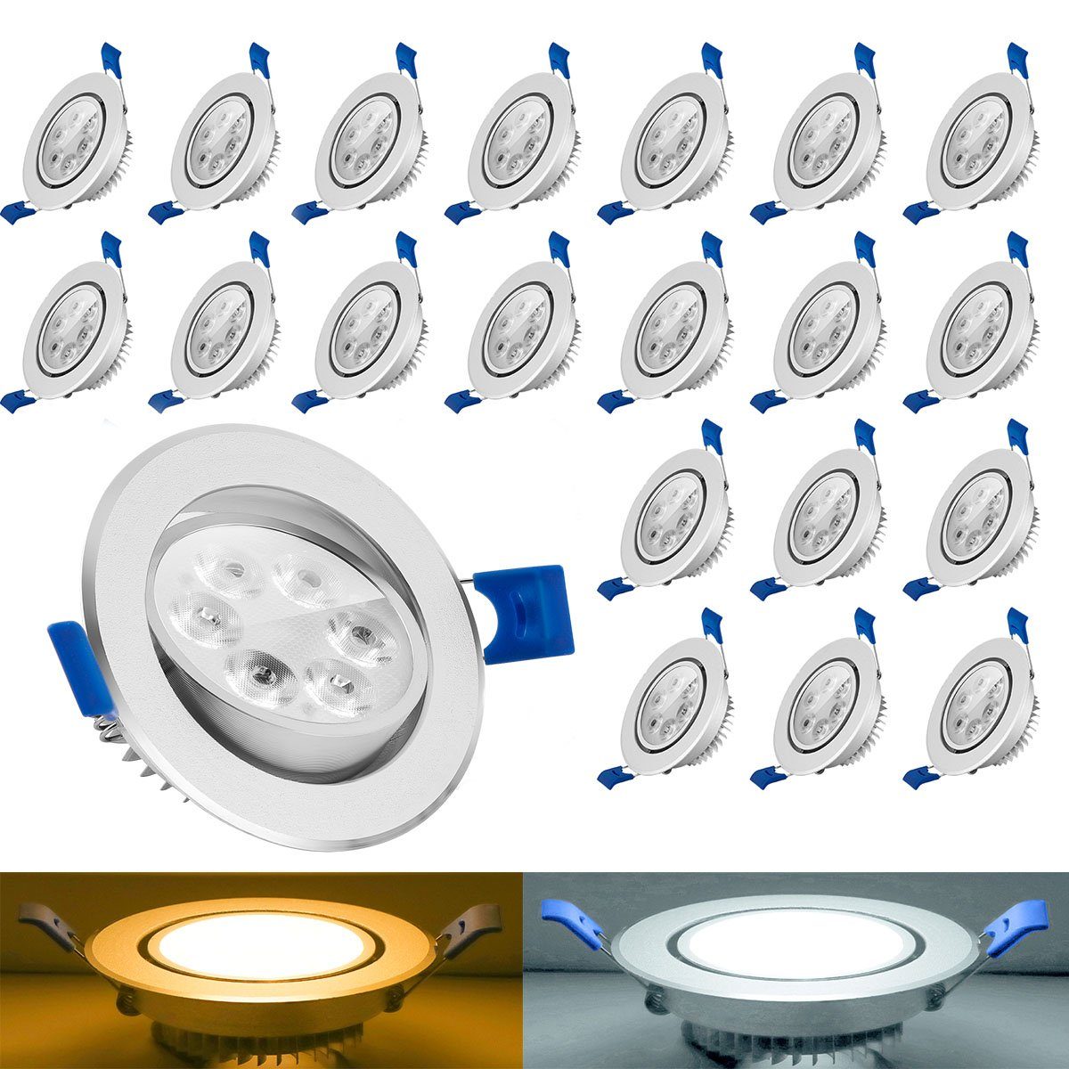 Set, Küche Deckenstrahler, Einbaustrahler Flach, LED 20x Wohnzimmer fest für oyajia IP44 integriert, LED Badezimmer LED Deckenspots Spots Einbauleuchte 230V LED LED 3W