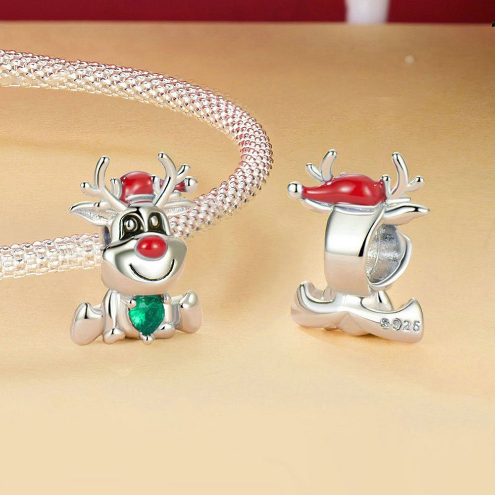 POCHUMIDUU Bead 925 Sterling Silber für Perlen Elch (1-tlg., Armband diy Halsketten), Perlen Armbänder, Cute Weihnachtsgeschenk