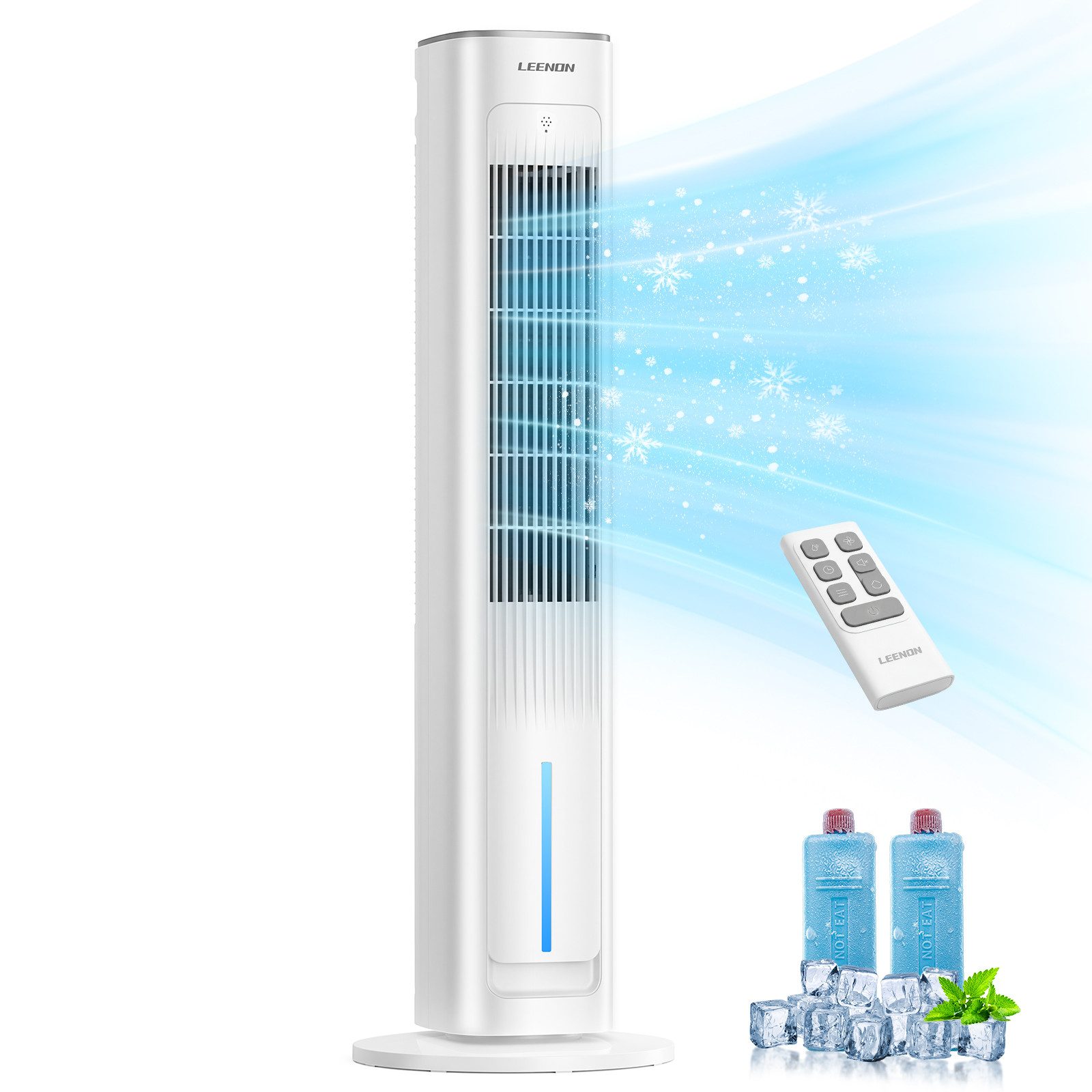 Turmventilator mit Wasserkühlung,Befeuchter&Aroma-Diffusor,4in1,leise,90° Oszillation