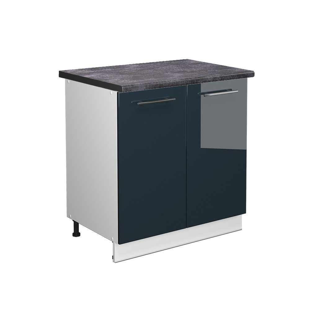 Vicco Spülenunterschrank Fame-Line Dunkelblau Hochglanz/Weiß 80 cm mit Rega günstig online kaufen