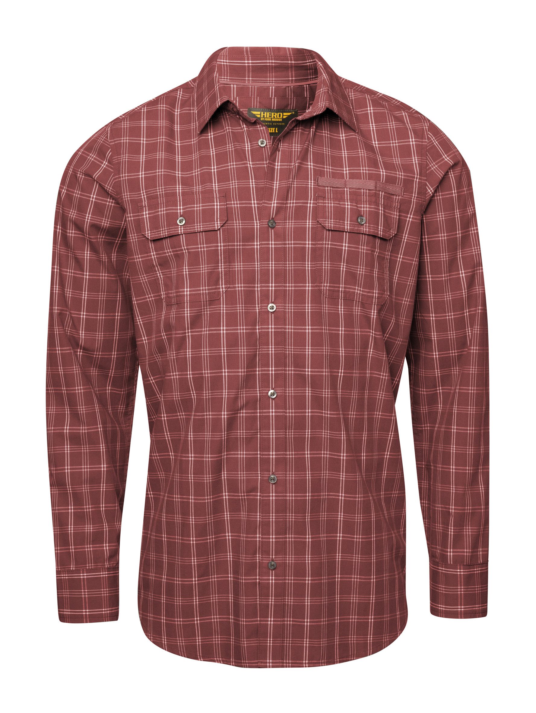 HERO by John Medoox Langarmshirt HARRY Kent Hemd Regular Fit Casual Funktionsmaterial für Herren