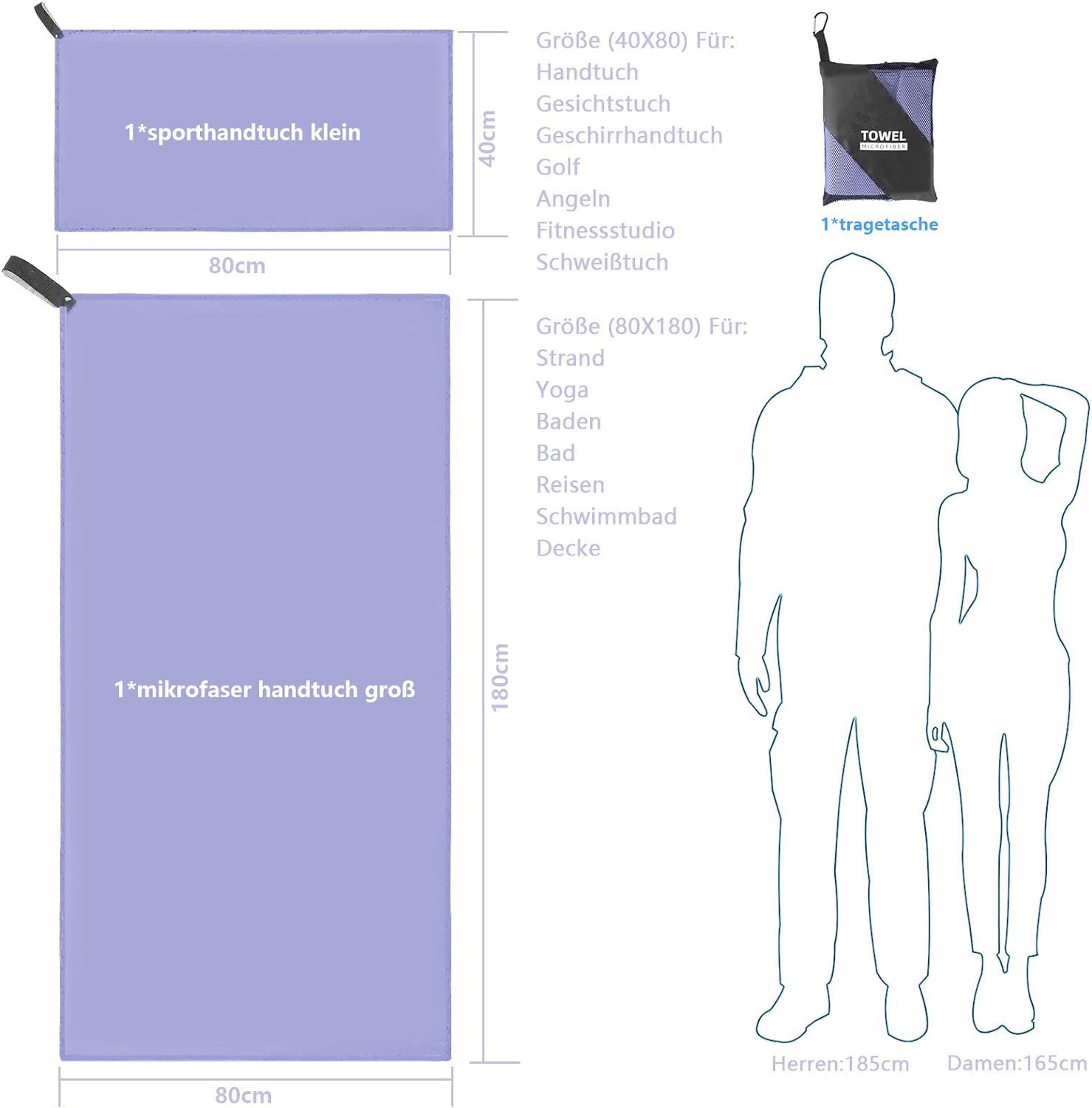 Coonoor Strandtuch Mikrofaser Handtuch Set-180x80cm+80x40cm, Strandtuch, Mi günstig online kaufen