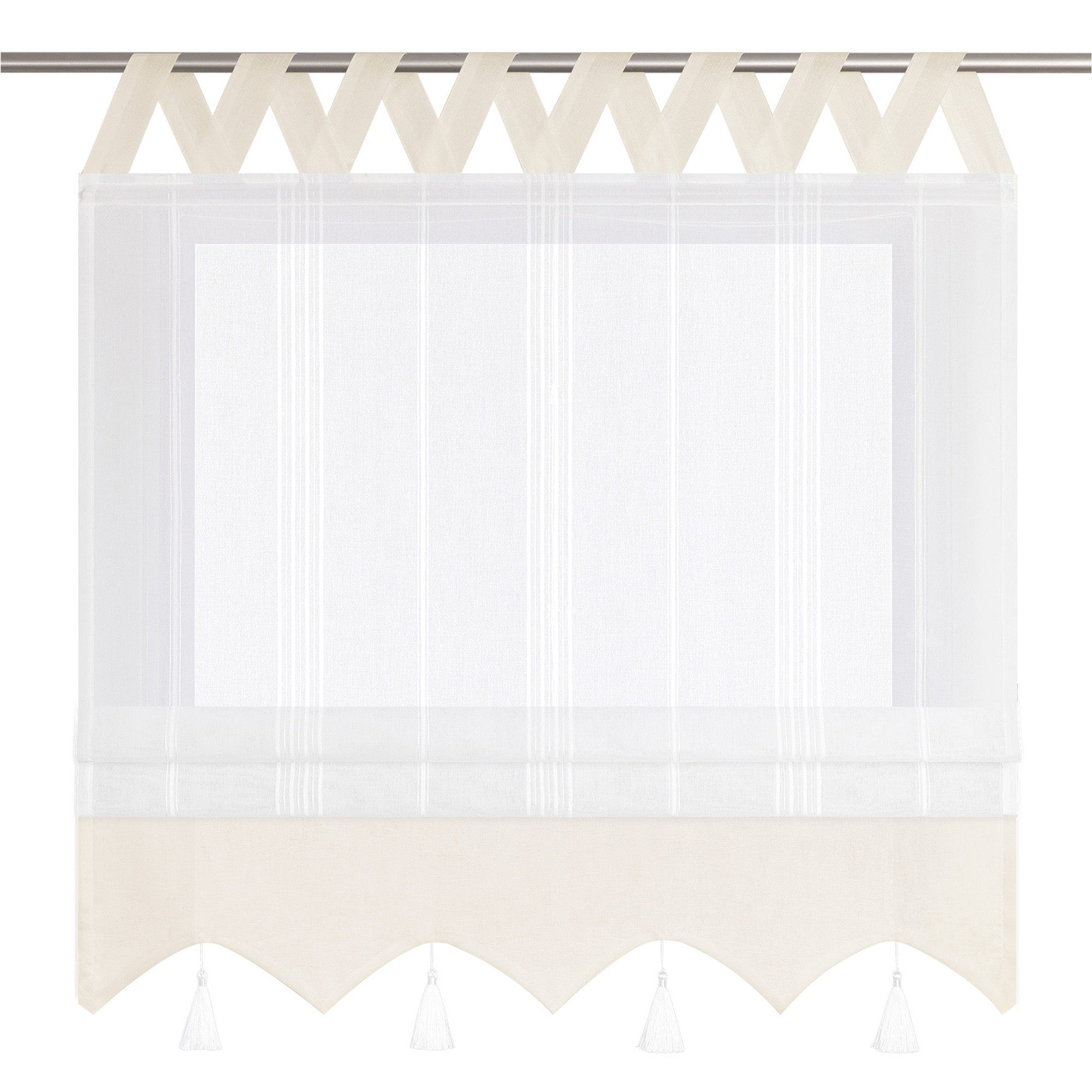 Delien Raffrollo Catrin, Leinenoptick mit V Schlaufen, abgesetzte Blende günstig online kaufen