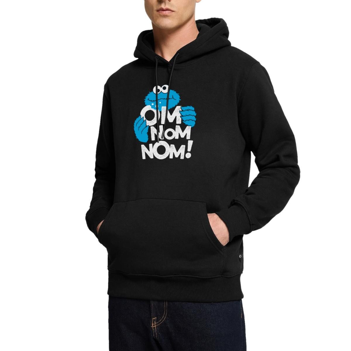 Spreadshirt Hoodie Sesamstraße Krümelmonster Om Nom Nom Herren Premium Hoodie (1-tlg)