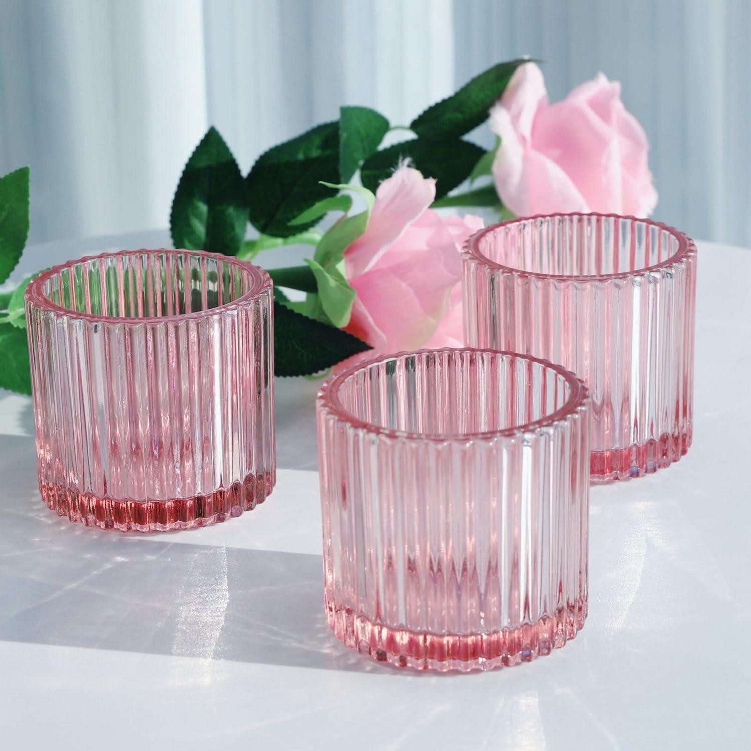 LuxusKollektion Teelichthalter Teelichthalter Glas Rosa 6er Set (6 St)