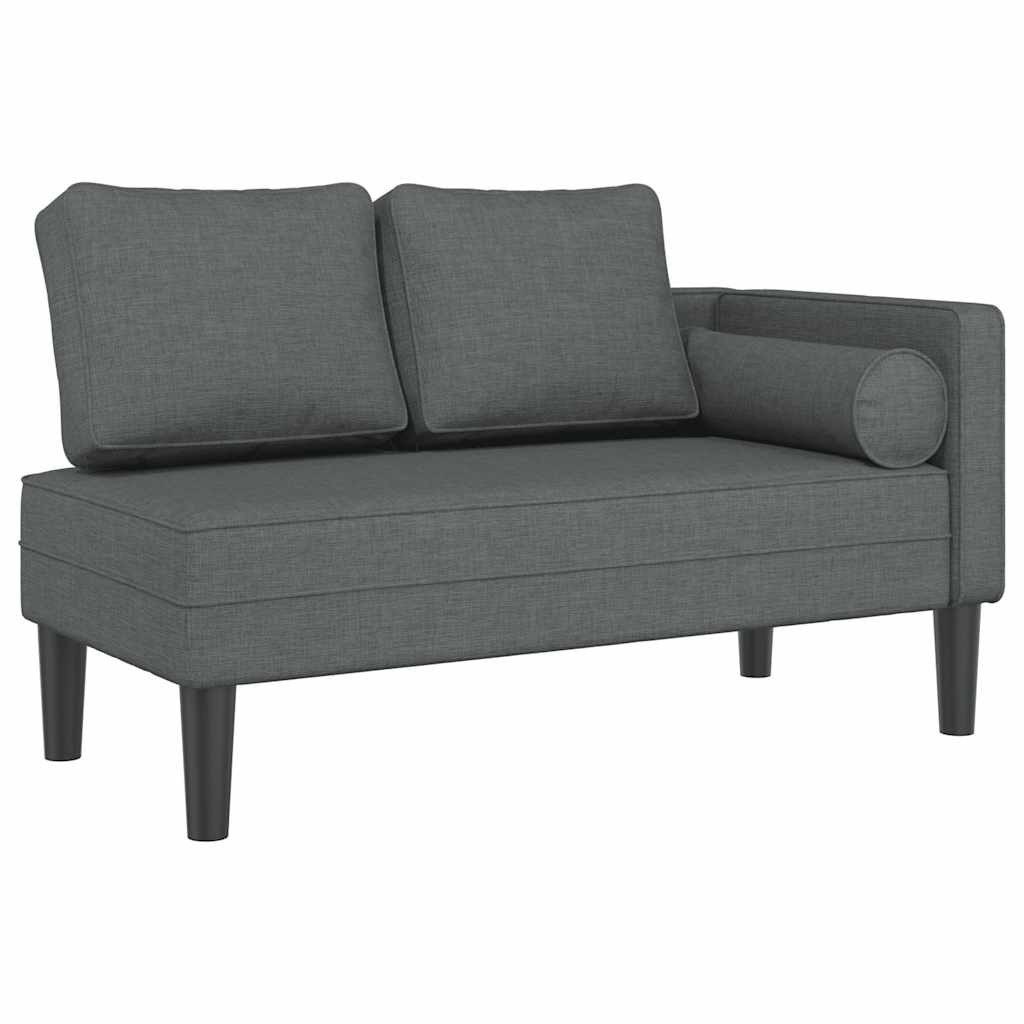 vidaXL Chaiselongue, Chaiselongue mit Kissen Dunkelgrau Stoff