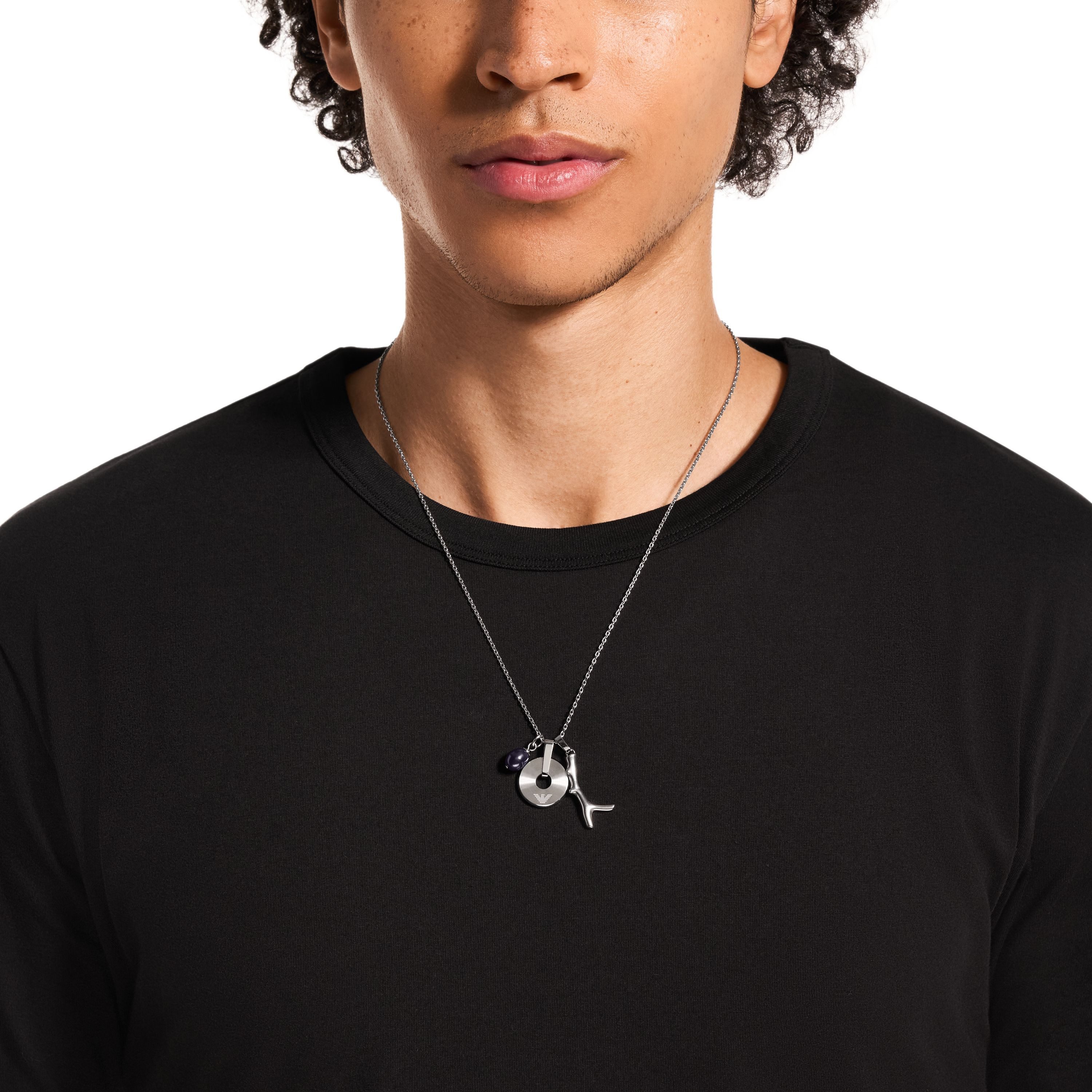 Emporio Armani Kette mit Anhänger Schmuck Geschenk Edelstahl, mit Süßwasserzuchtperle