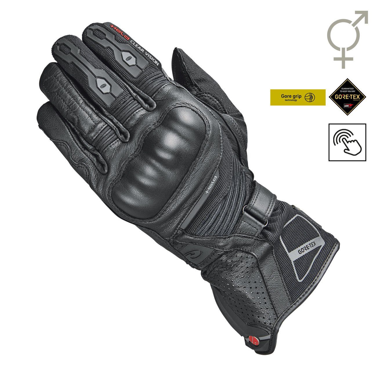 Held Biker schwarz Lederhandschuh Gore-Tex 4.0 Membran Fashion Herren Motorradhandschuhe Score wasserdichter mit Held Handschuh