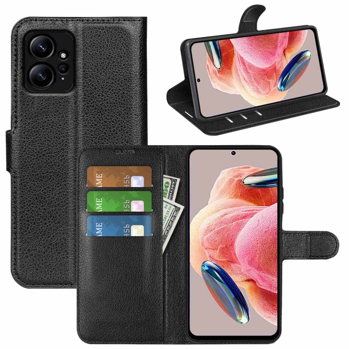 Wigento Handyhülle Für Xiaomi Redmi Note 12 4G Handy Tasche Wallet Hülle Case Cover Etuis