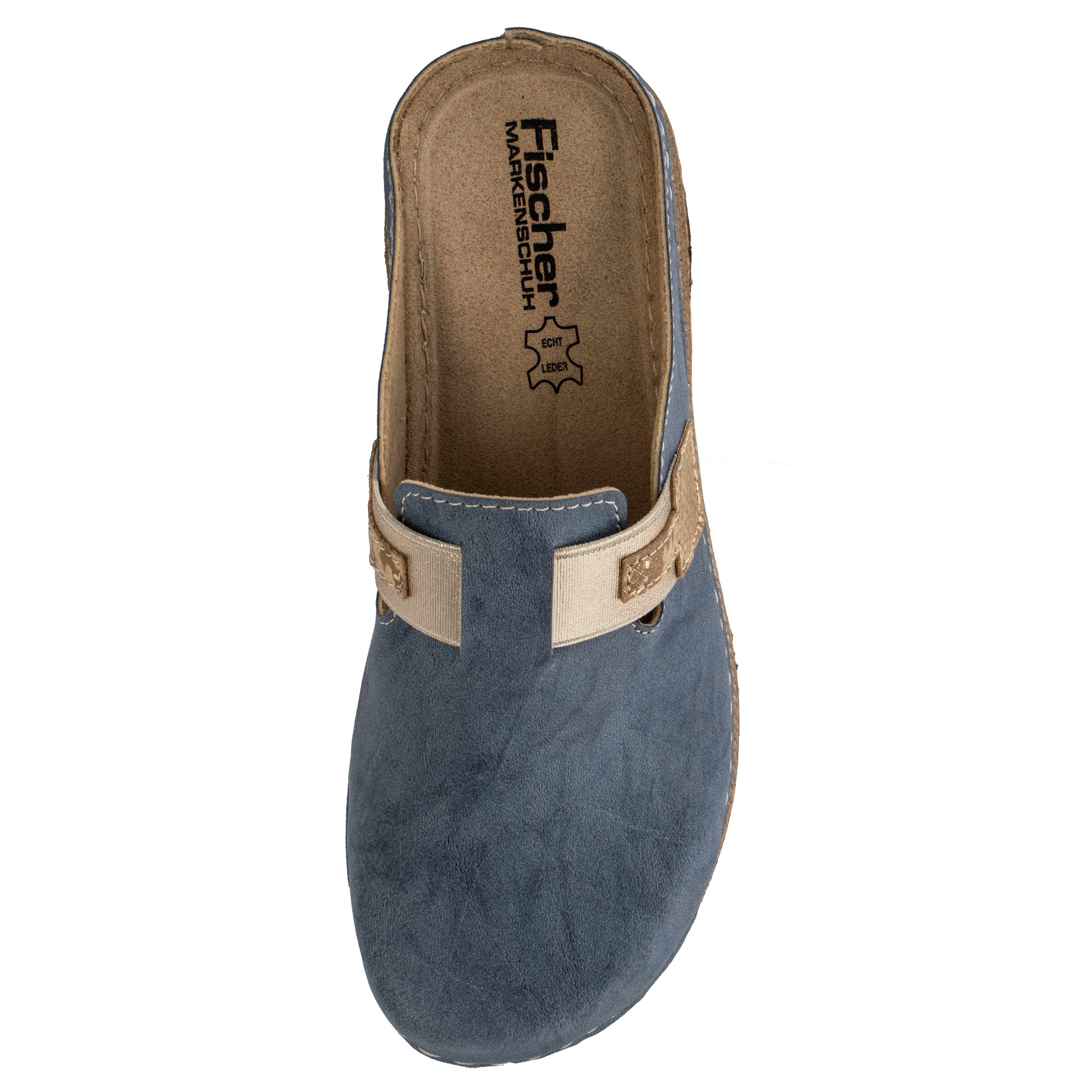 Fischer-Markenschuh Steffi Pantolette aus Vegano (Lederimitat), mit Fleecefutter, gepolstertes Fußbett