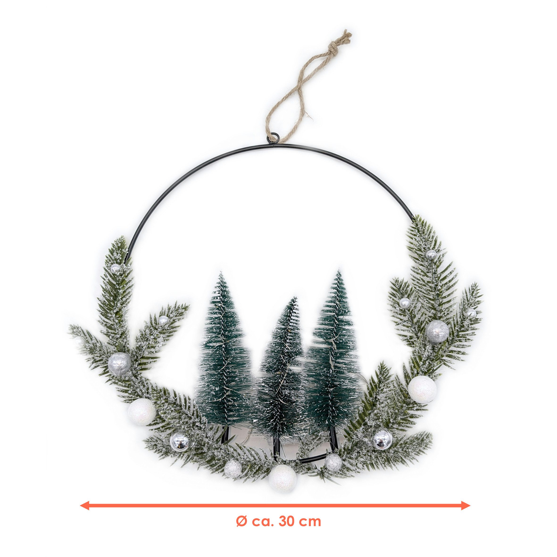 Spetebo Dekofigur LED Metall Dekoring mit Tannen und Weihnachtskugeln (Weih günstig online kaufen