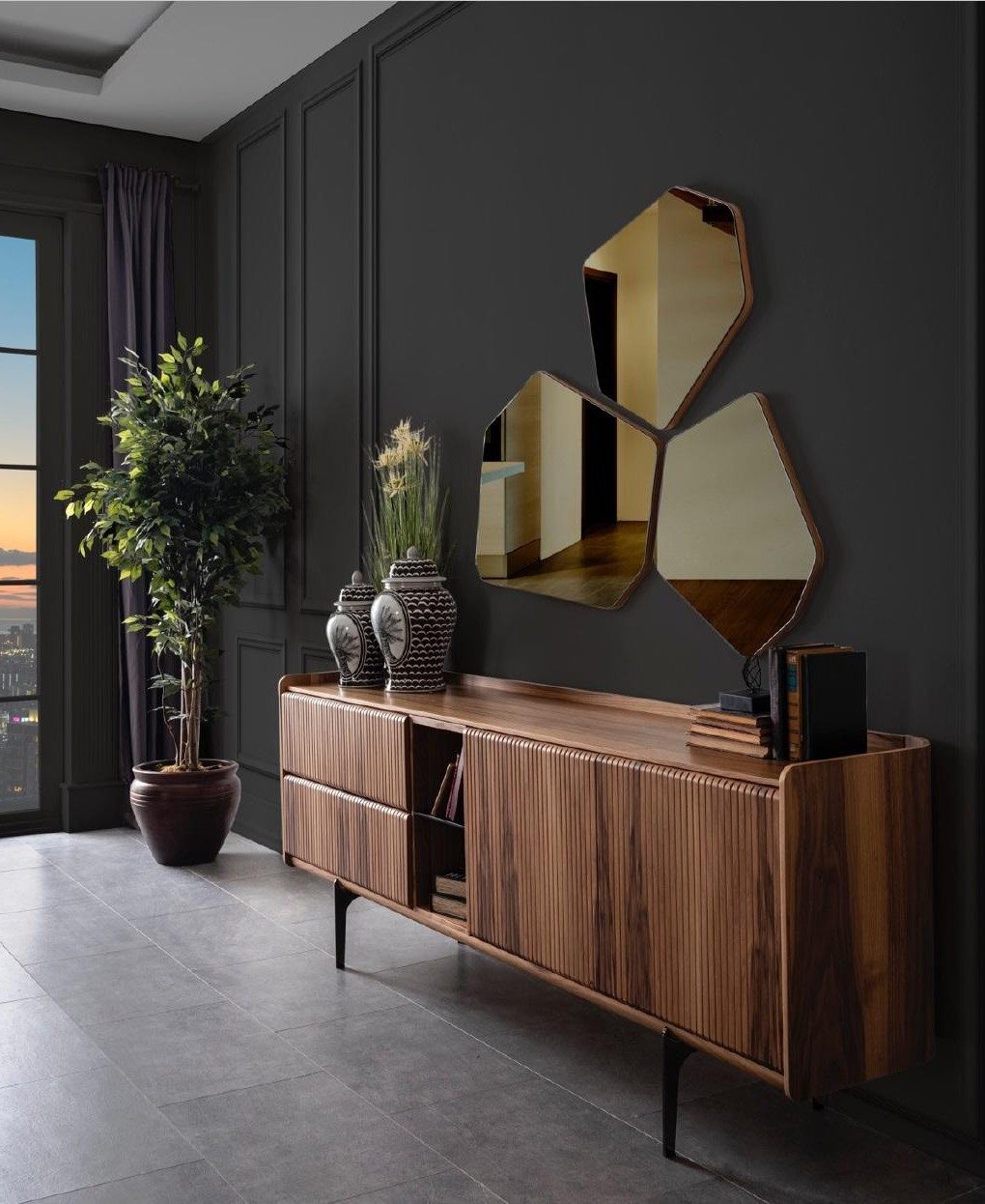 Xlmoebel Sideboard Braune Luxus Kommode mit Edelstahlfüßen für das Wohnzimmer (2 St), Made in Europa