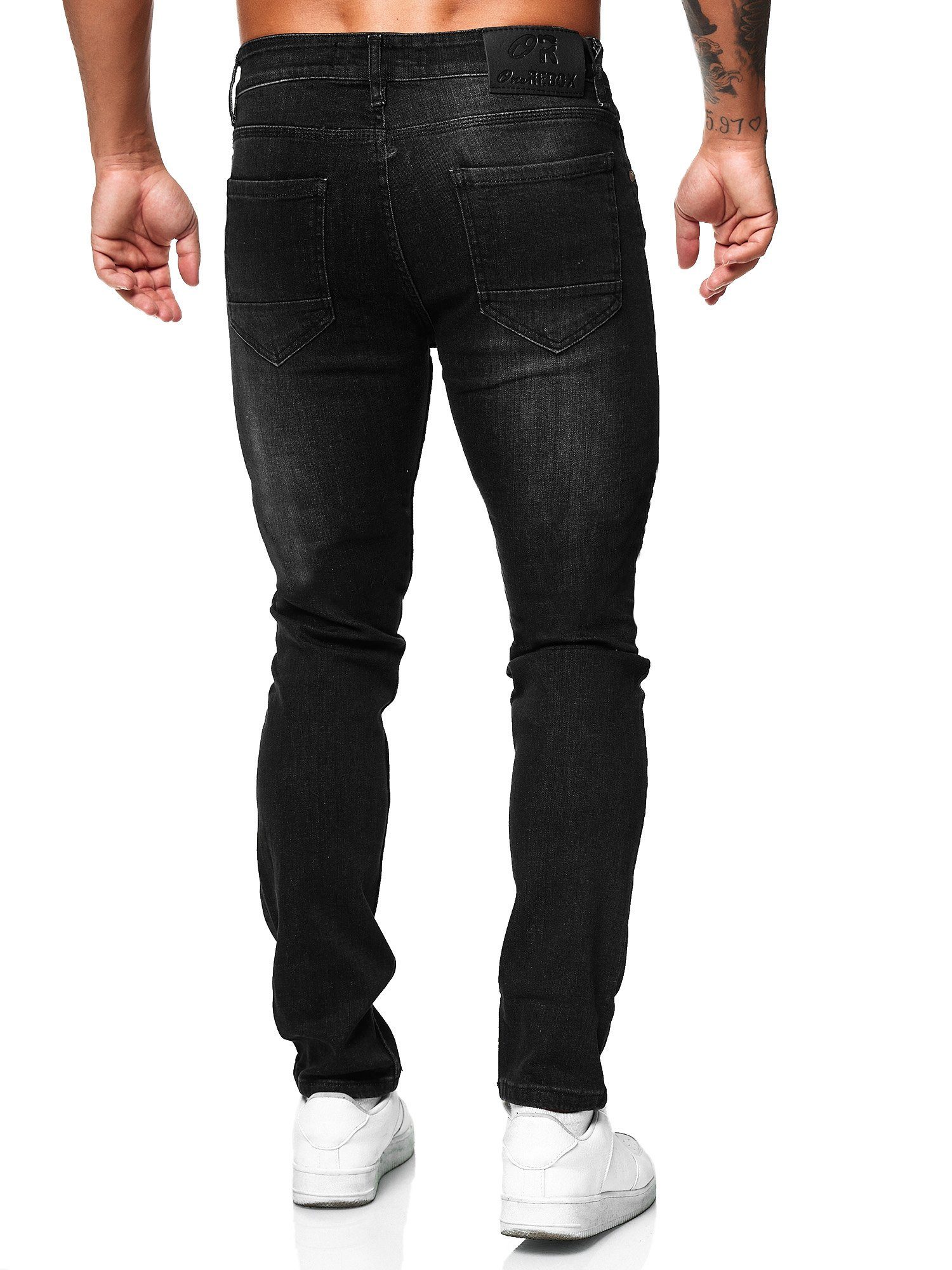 (Jeanshose Straight-Jeans Bootcut, Casual OneRedox Designerjeans Business 5122C-Black 1-tlg) Freizeit