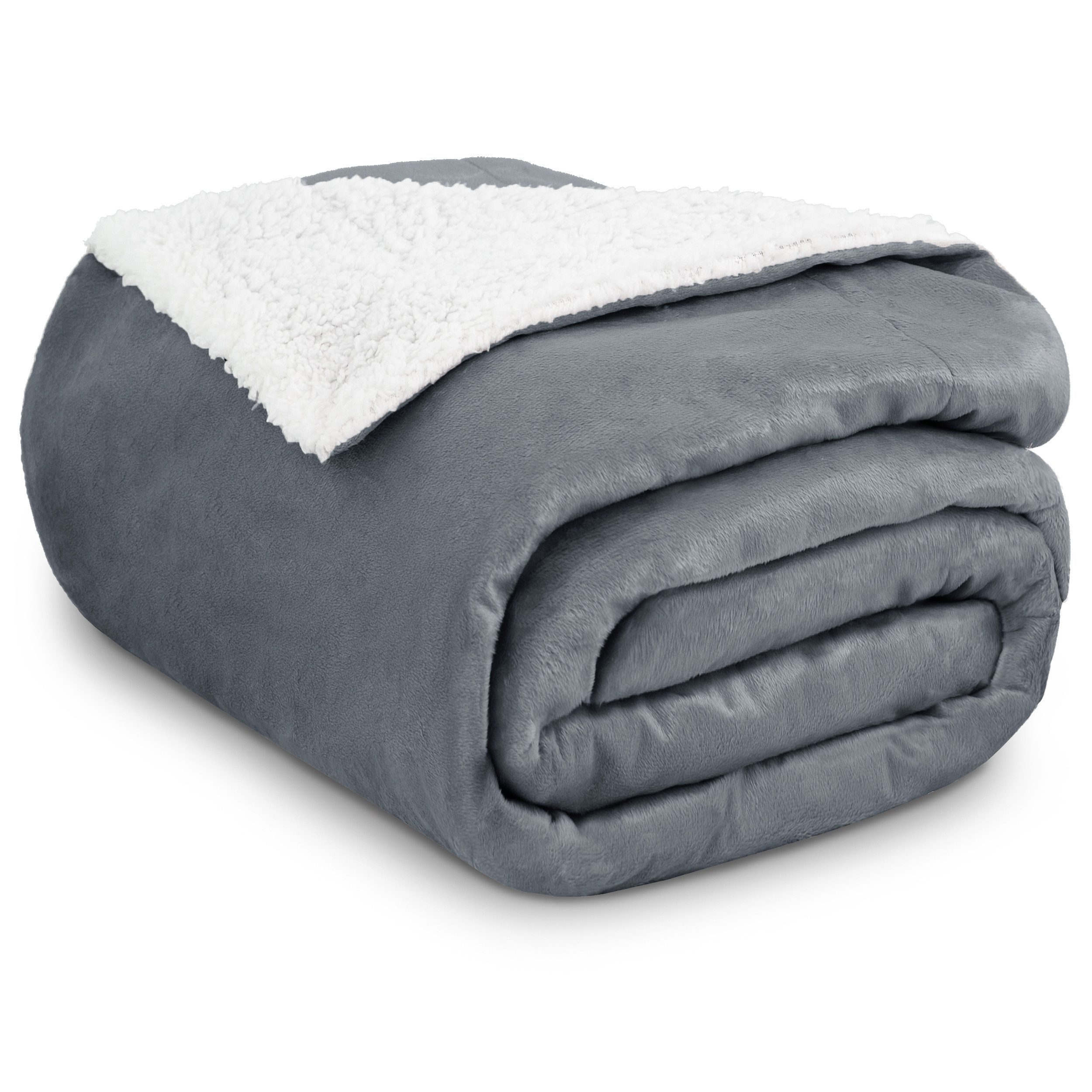 Wohndecke in Lammfell-Optik Kuscheldecke weich & flauschig - Sherpa Fleecedecke, Gräfenstayn, Warme Wolldecke & Sofaüberwurf Tagesdecke für Couch & Sofa
