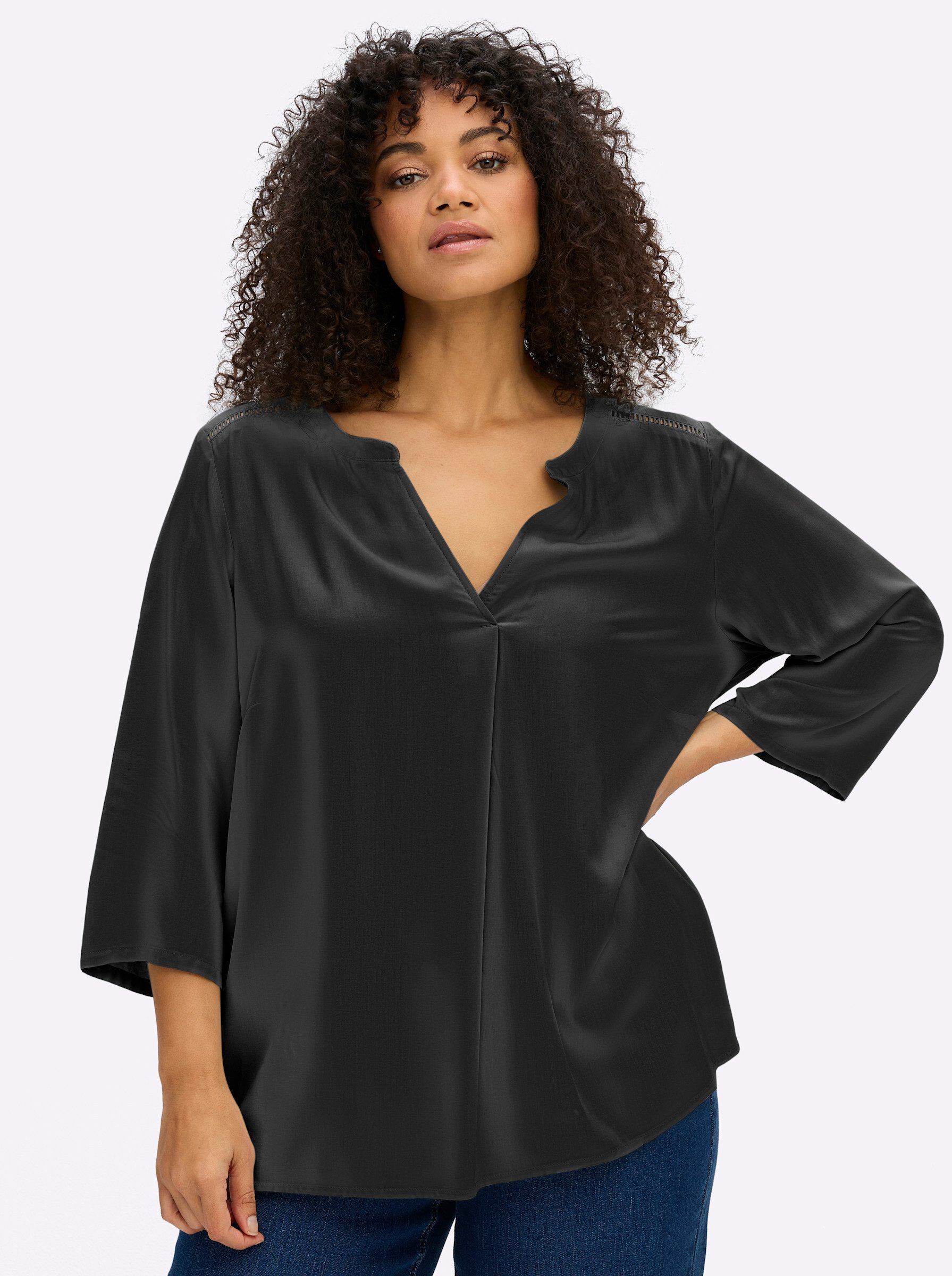 Sheego Klassische Bluse Tunika 3/4-Arm