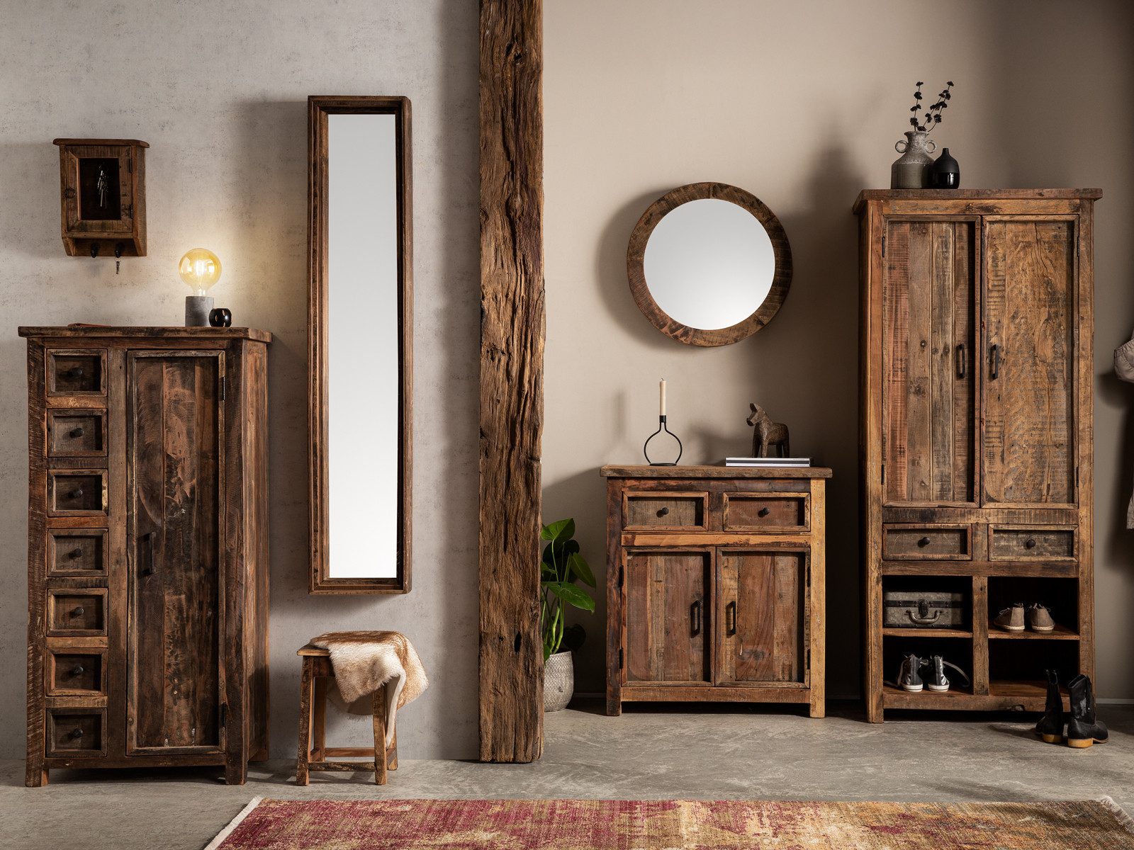 massivum Highboard Sumatra, Kommode aus Altholz Chalet Style (1 St)