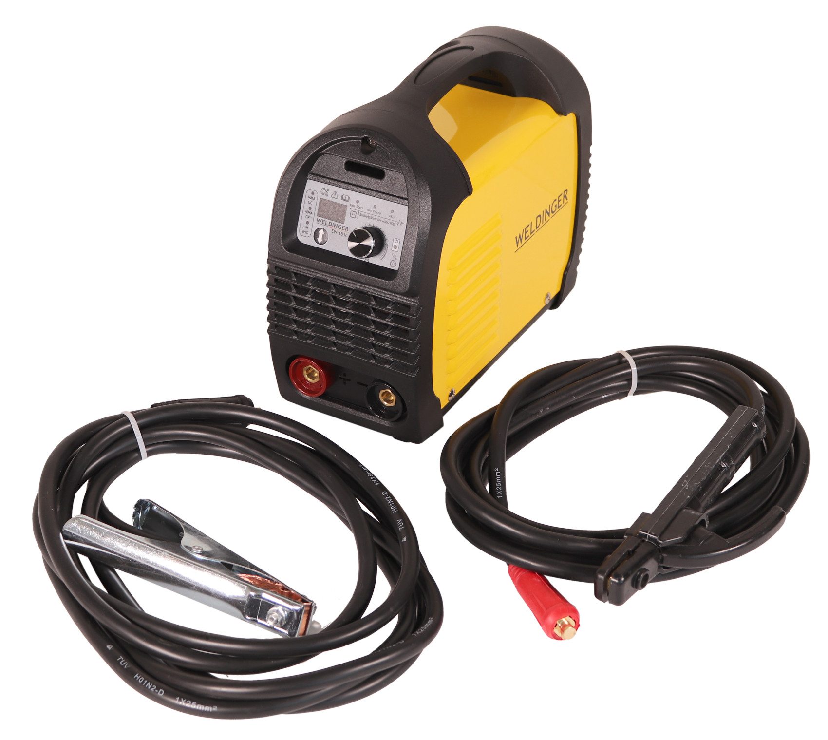 WELDINGER Inverterschweißgerät Elektroden-Schweißgerät EW 181c eco 180 A Hot Start Arc Force regelbar, 20 - 180 A, 3-tlg., Schweißmodi für unterschiedliche Elektrodentypen