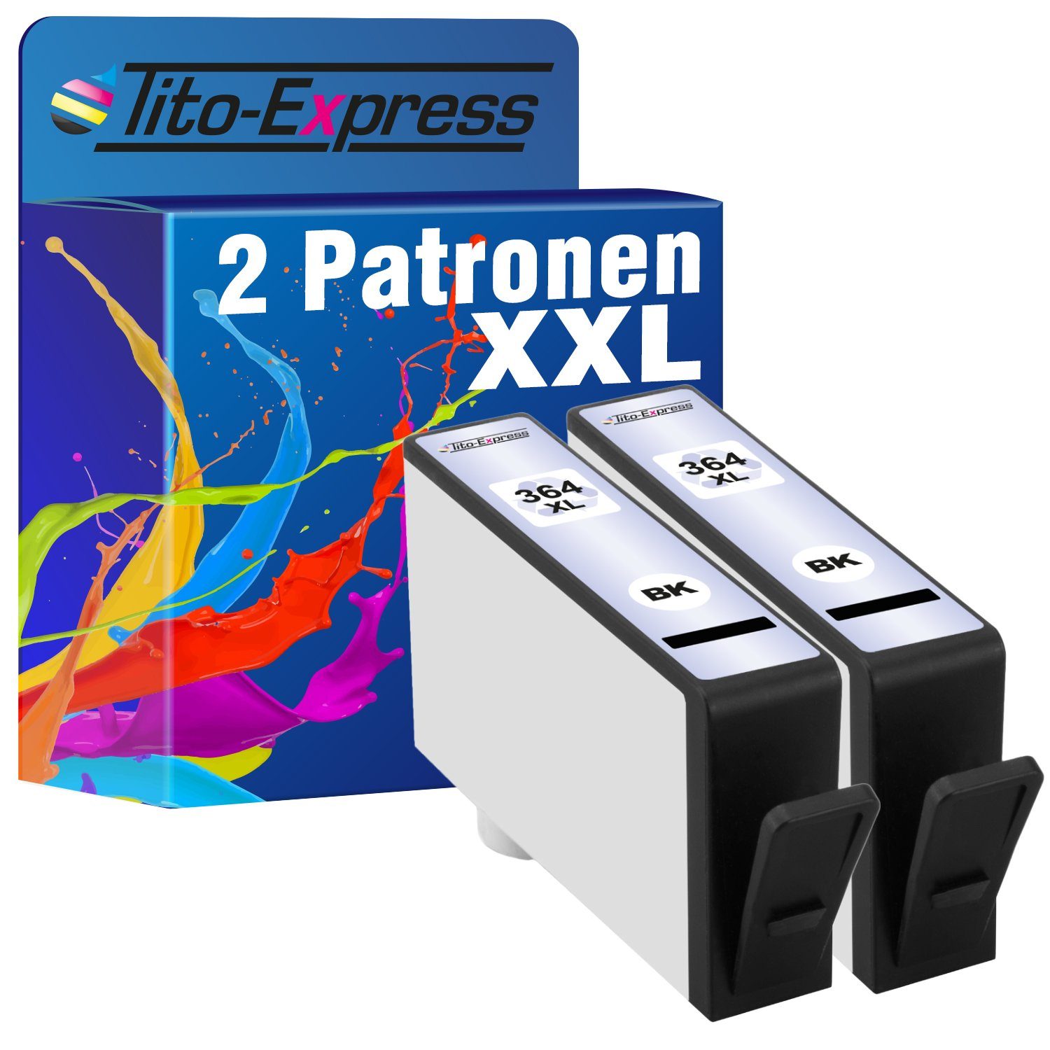 Tito-Express 2er Set ersetzt HP 364 XL 364XL Black Tintenpatrone (Doppelpack, für Deskjet 3070A 3520 Officejet 4620 4622 Photosmart 5510 6510 5515) | Tintenpatronen