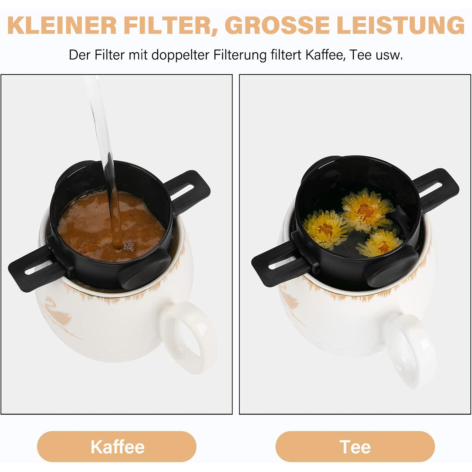 MOPUEA Handfilter Kaffeefilter Zusammenklappbar Wiederverwendbar Kaffeefilter