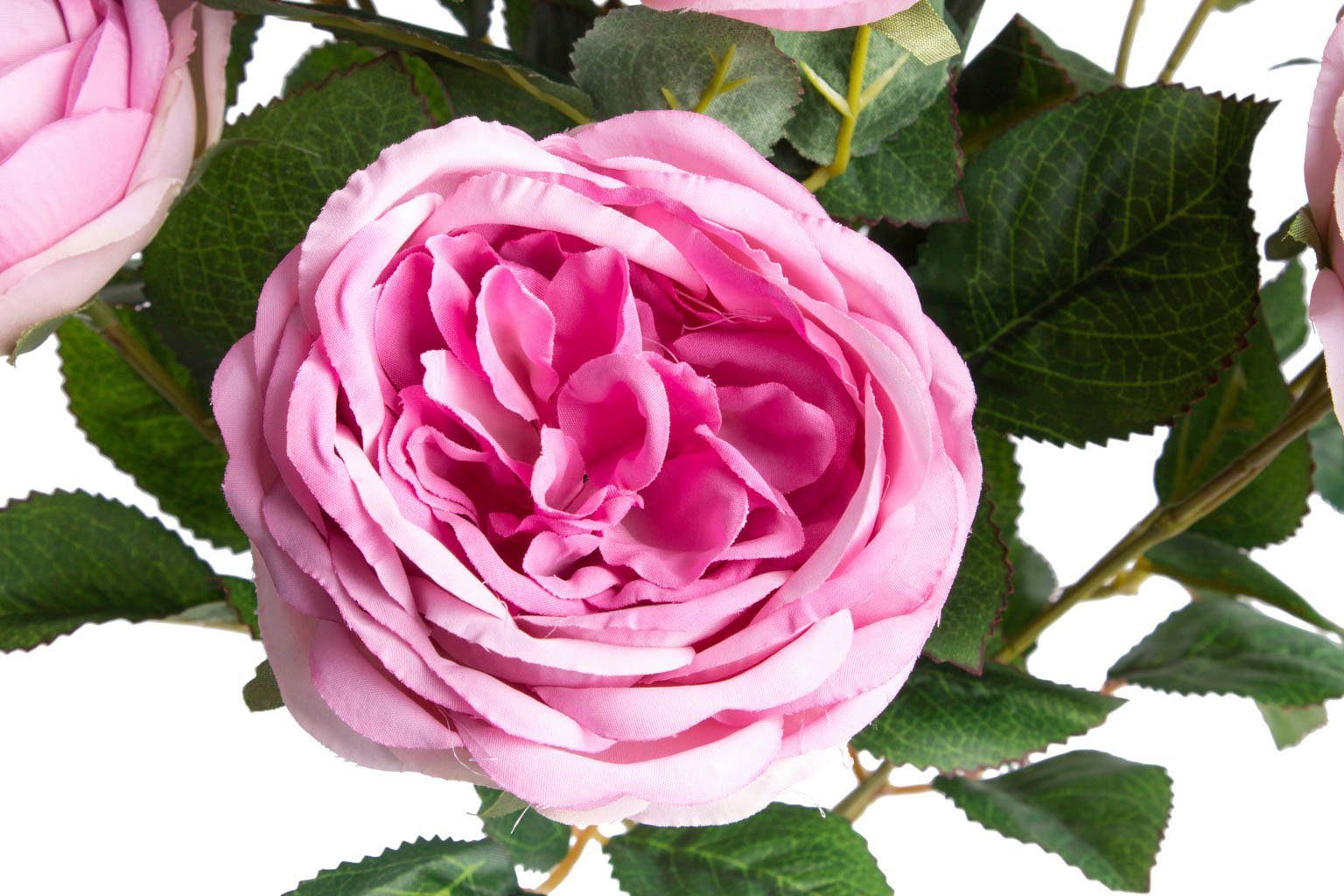 Höhe Kunstblume Englischer Naturgetreue 46 Botanic-Haus, cm, Rosenbusch Rose, Kunstpflanze