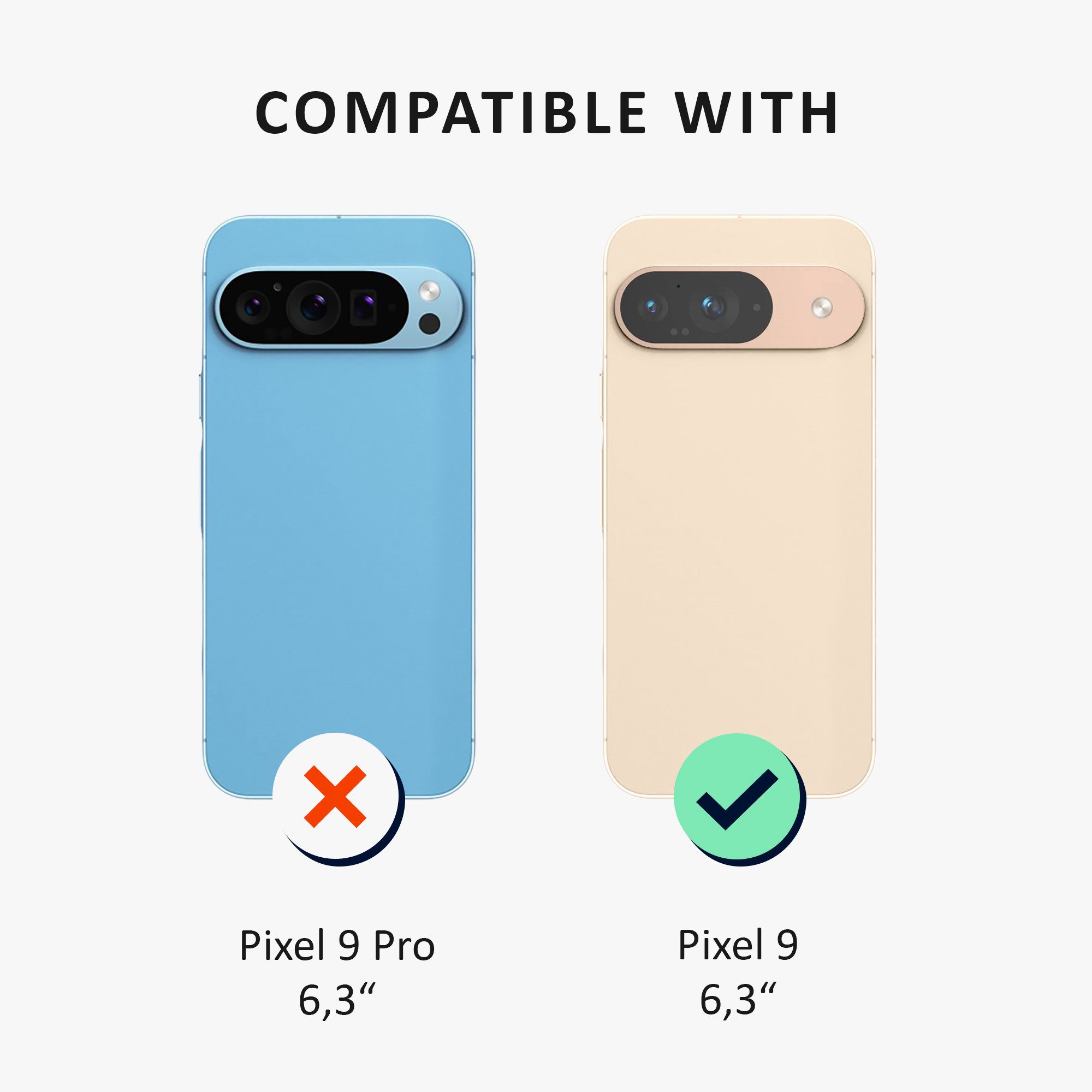 kalibri Handytasche Hülle für Google Pixel 9 Case (2-tlg), Handyhülle mit 2x Glas Schutz Folie - Cover Handyhülle
