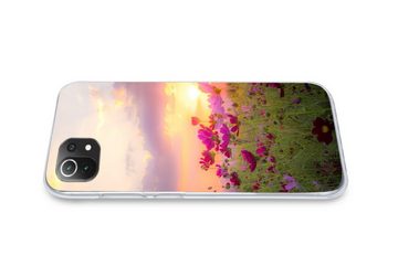 MuchoWow Handyhülle Sonnenuntergang - Blumen - Rosa - Natur - Grün, Phone Case, Handyhülle Xiaomi Mi 11 Lite, Silikon, Schutzhülle